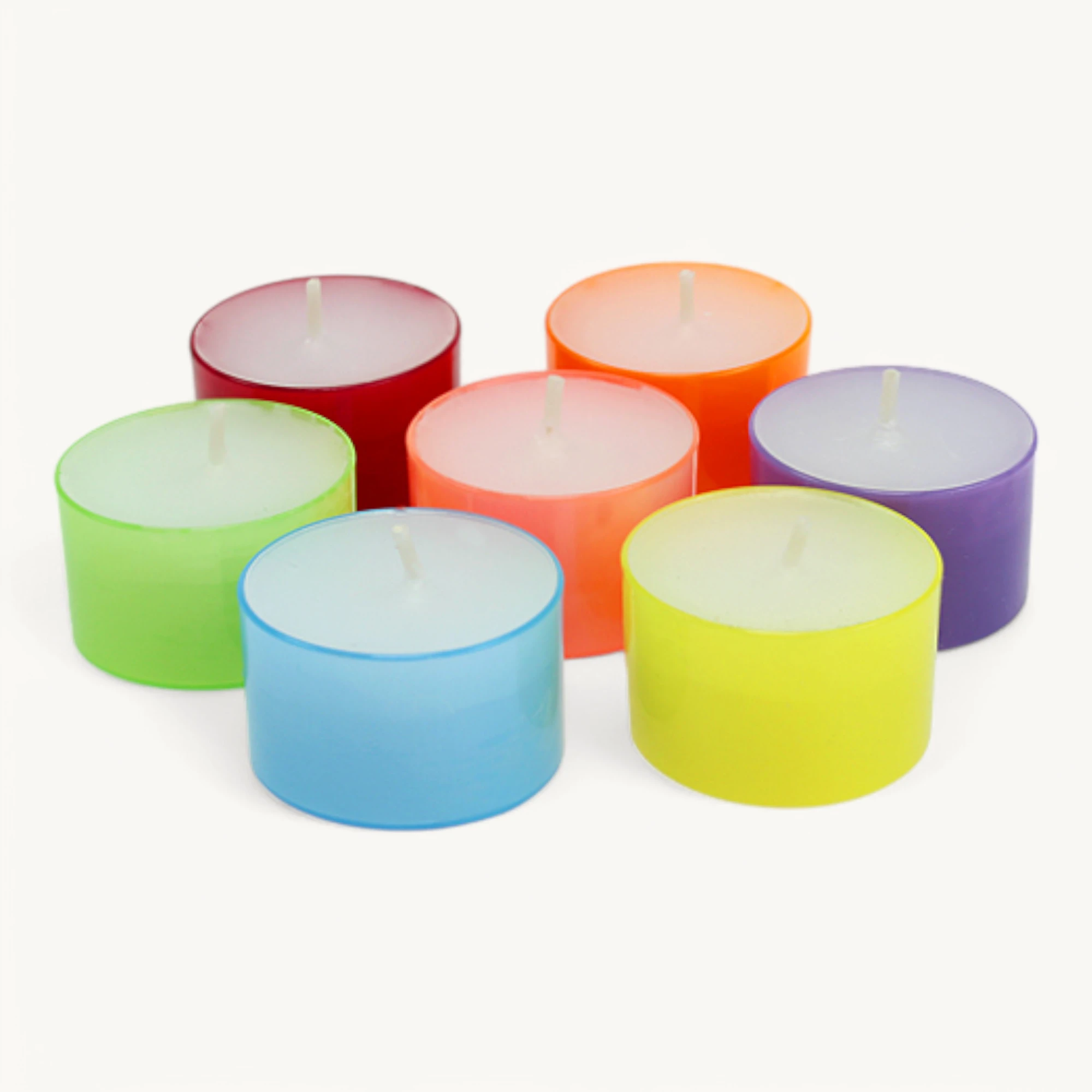 40 Stück Colorlights Summer Teelichter, weiß, bunte Kunststoffhülle, Brenndauer ca. 8 h