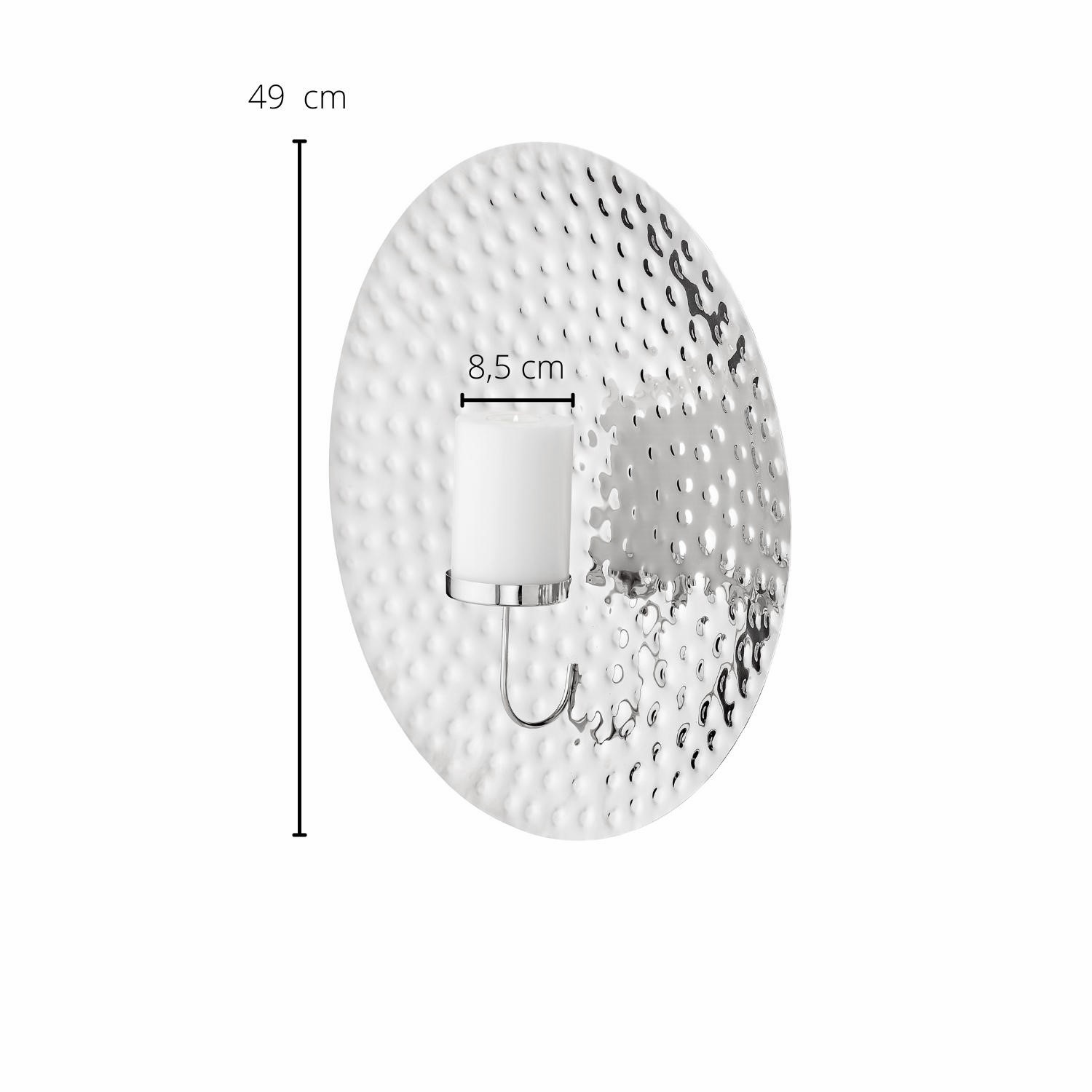 SALE Wandleuchter Udo (ø 49 cm), silberfarben, vernickelt, hochglanzpoliert, für Kerze ø 8 cm