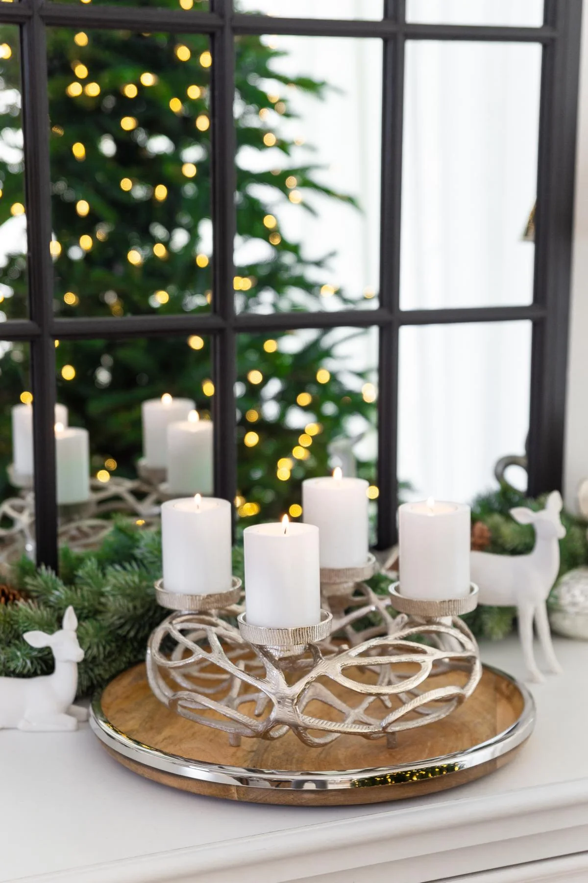 Adventskranz Bernd (ø 29 cm), silberfarben, Aluminium vernickelt