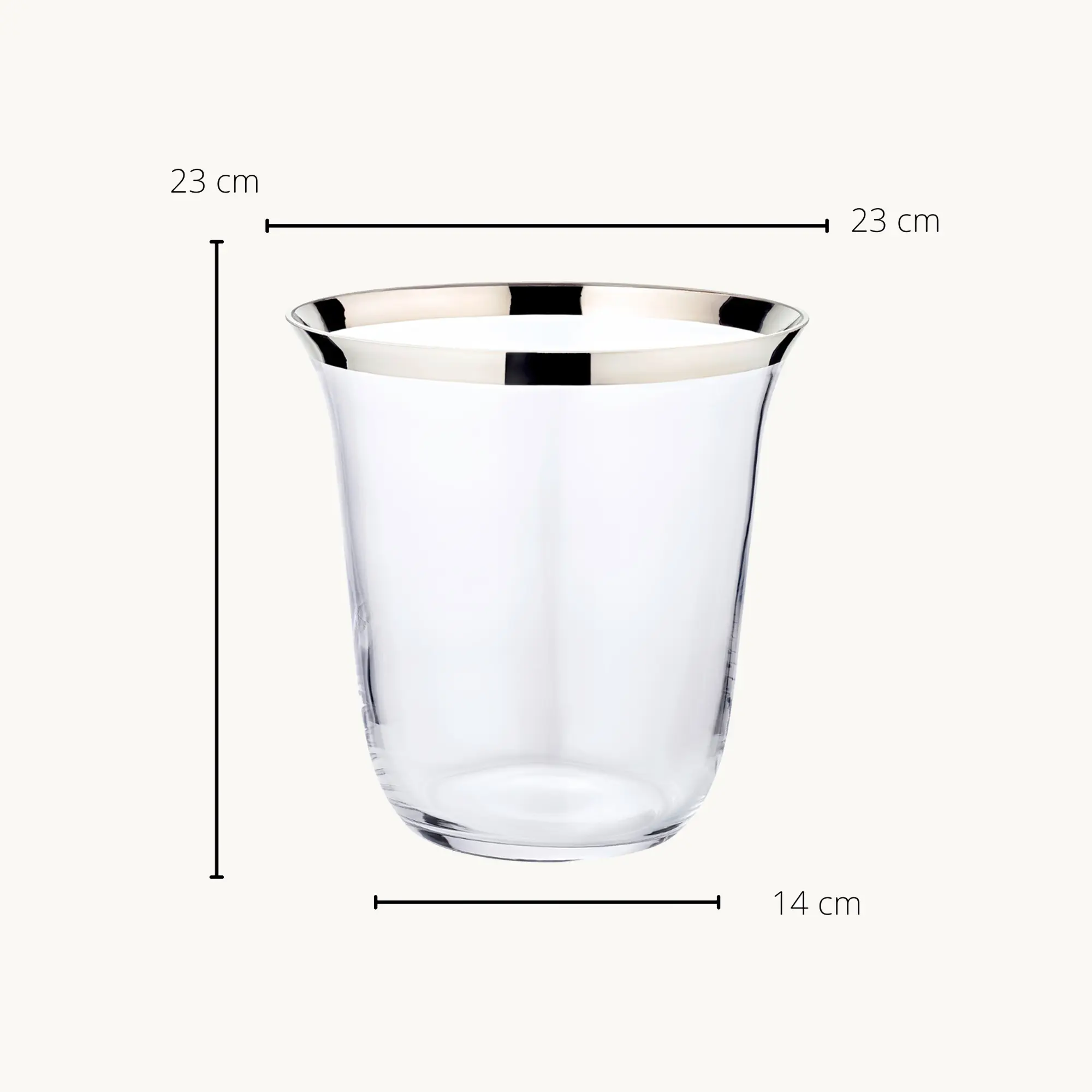 Flaschenkühler Toby (Höhe 23 cm, Ø 23 cm), mundgeblasenes Kristallglas, Platinrand