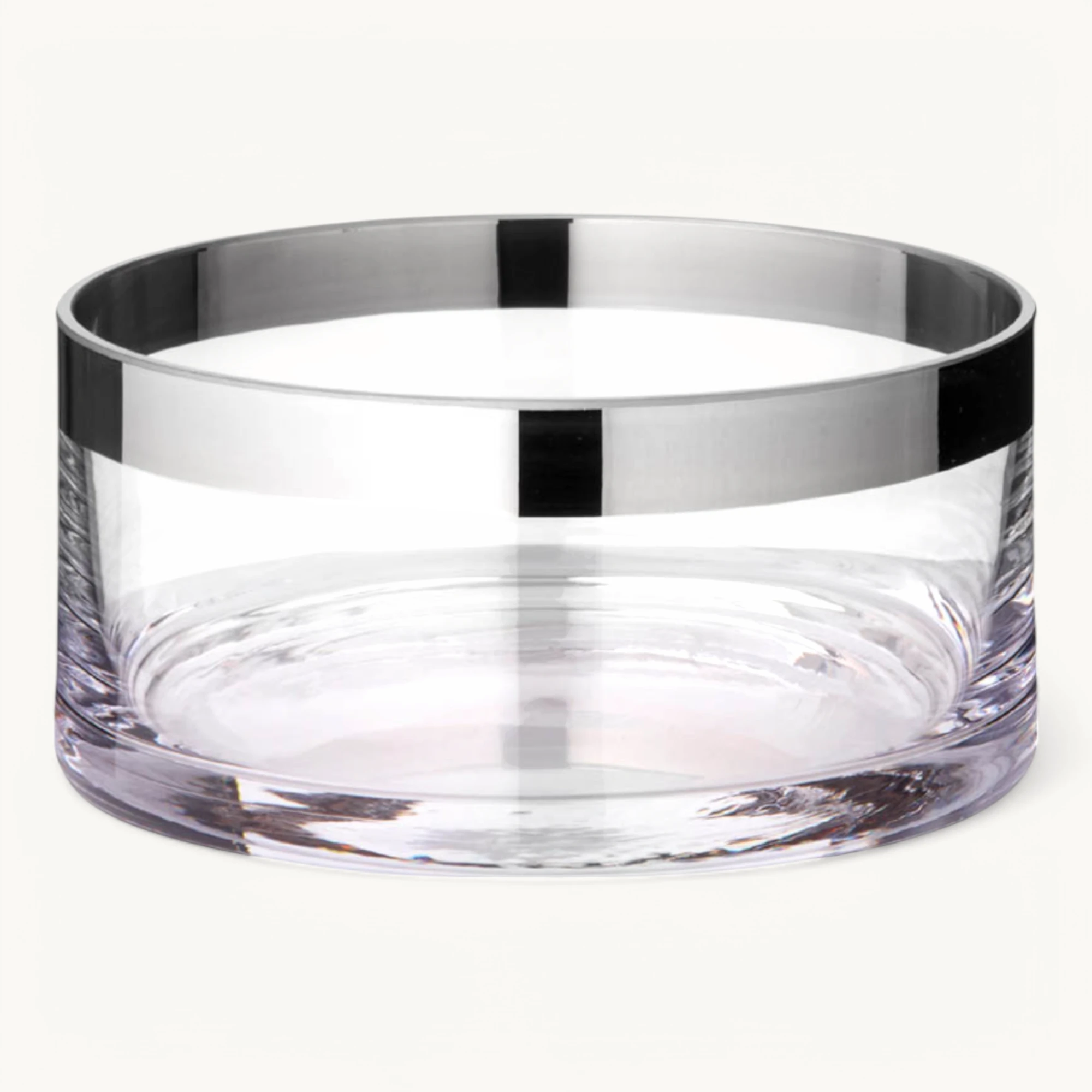 Schale Grit (Ø 25 cm), mundgeblasenes Kristallglas mit Platinrand