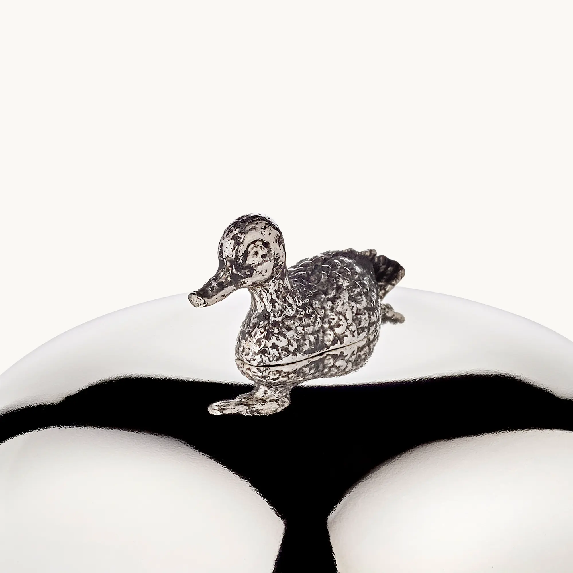 Marmeladenglas Ente (320 g), Enten-Figur, mit Löffel, edel versilbert