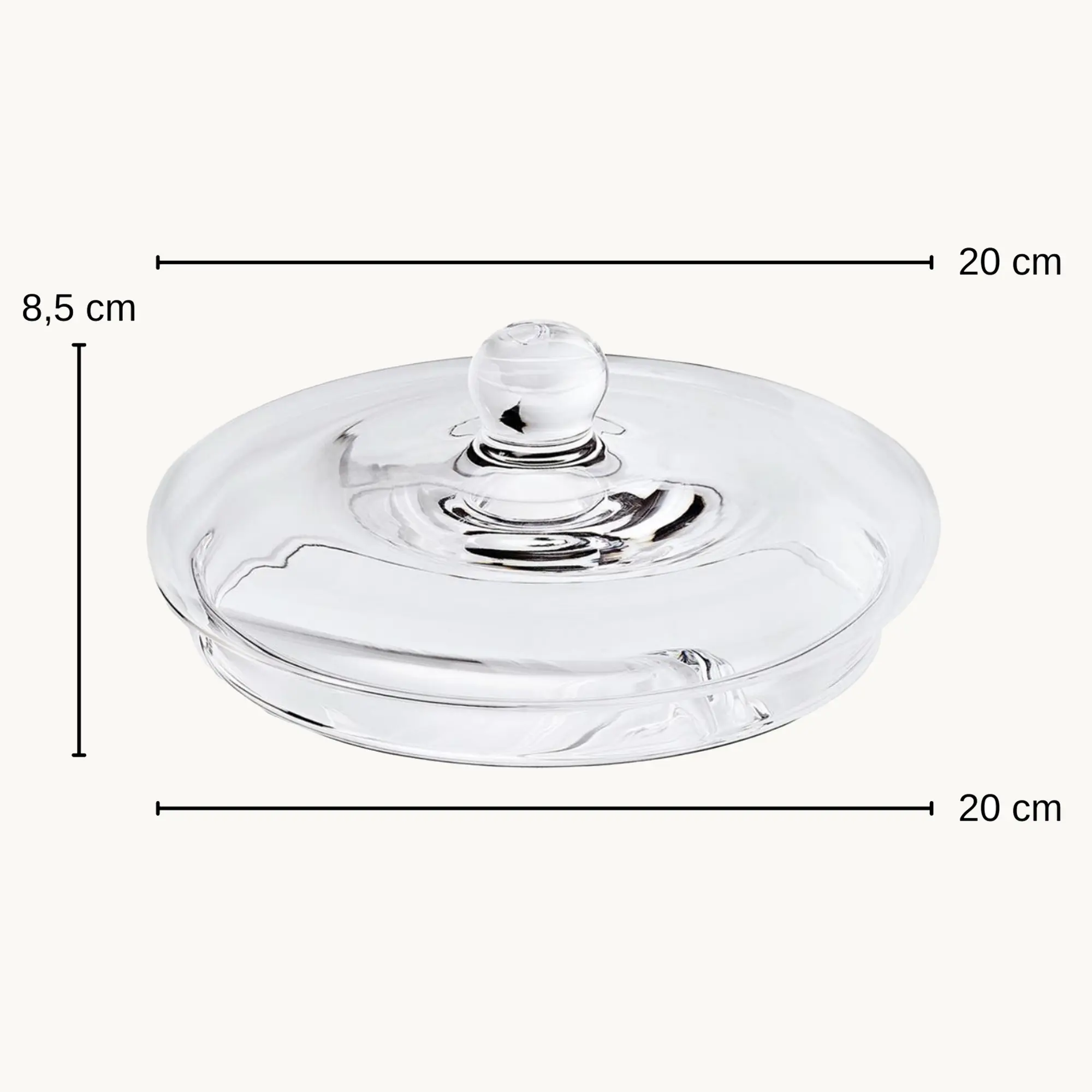 Ersatz-Deckel (Durchmesser 19,5 cm) für Glasdose Vigo 1231 + 1245, mundgeblasenes Kristallglas