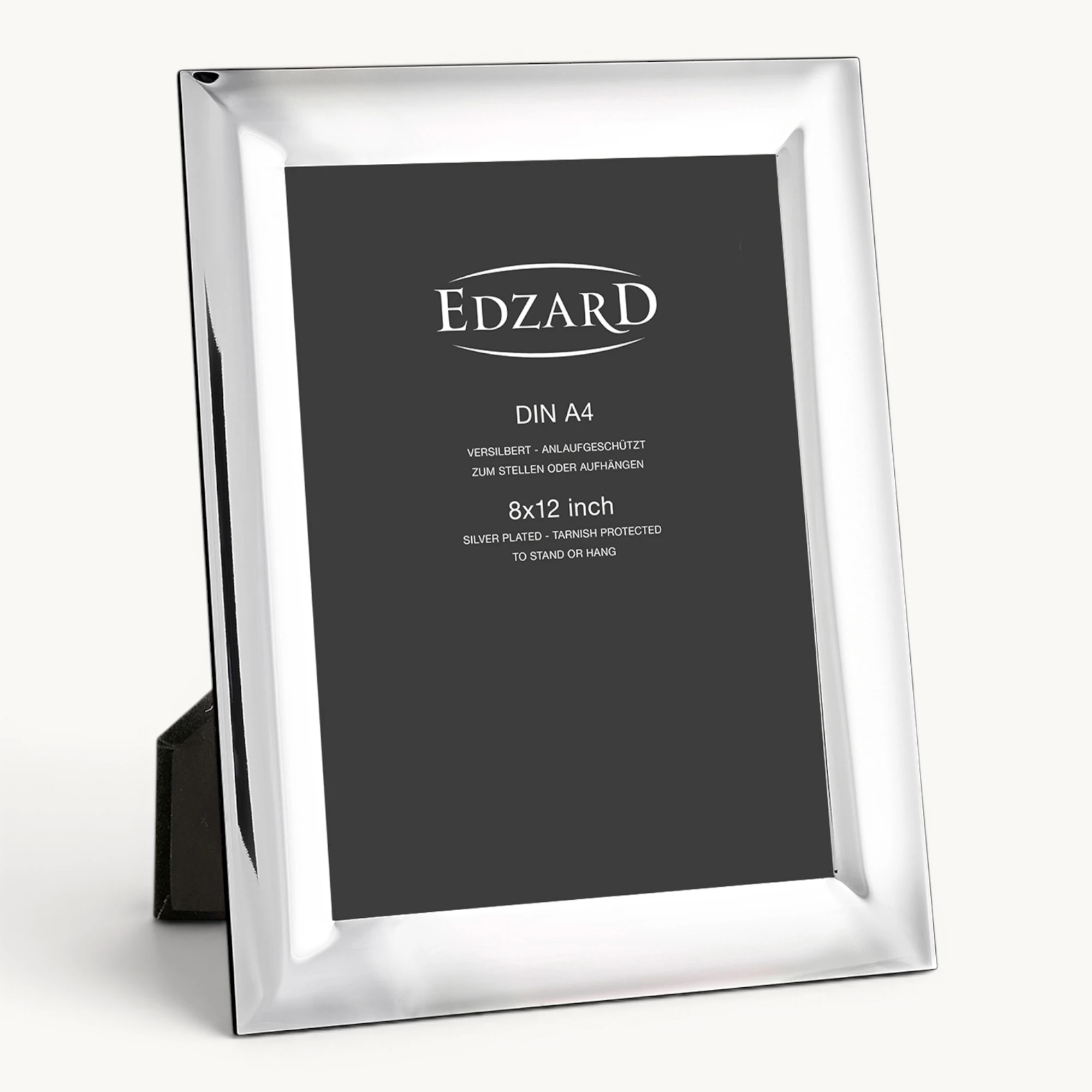 Bilderrahmen Gela (DIN A4 = 21 x 29,7 cm), edel versilbert, anlaufgeschützt, 2 Aufhänger