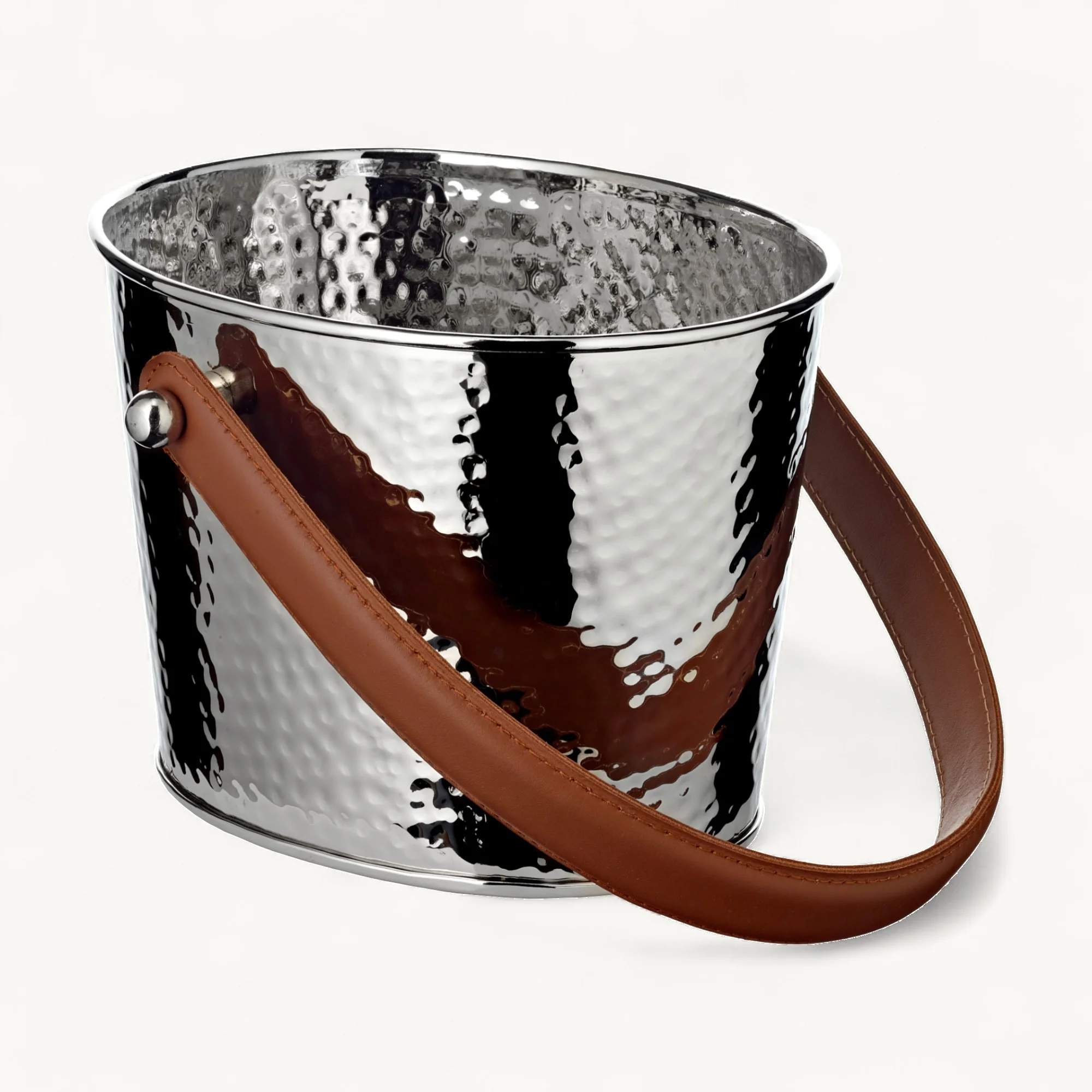 Sektkühler Gavin (23 x 18 cm, H 16 cm), gehämmert, Edelstahl, vernickelt 