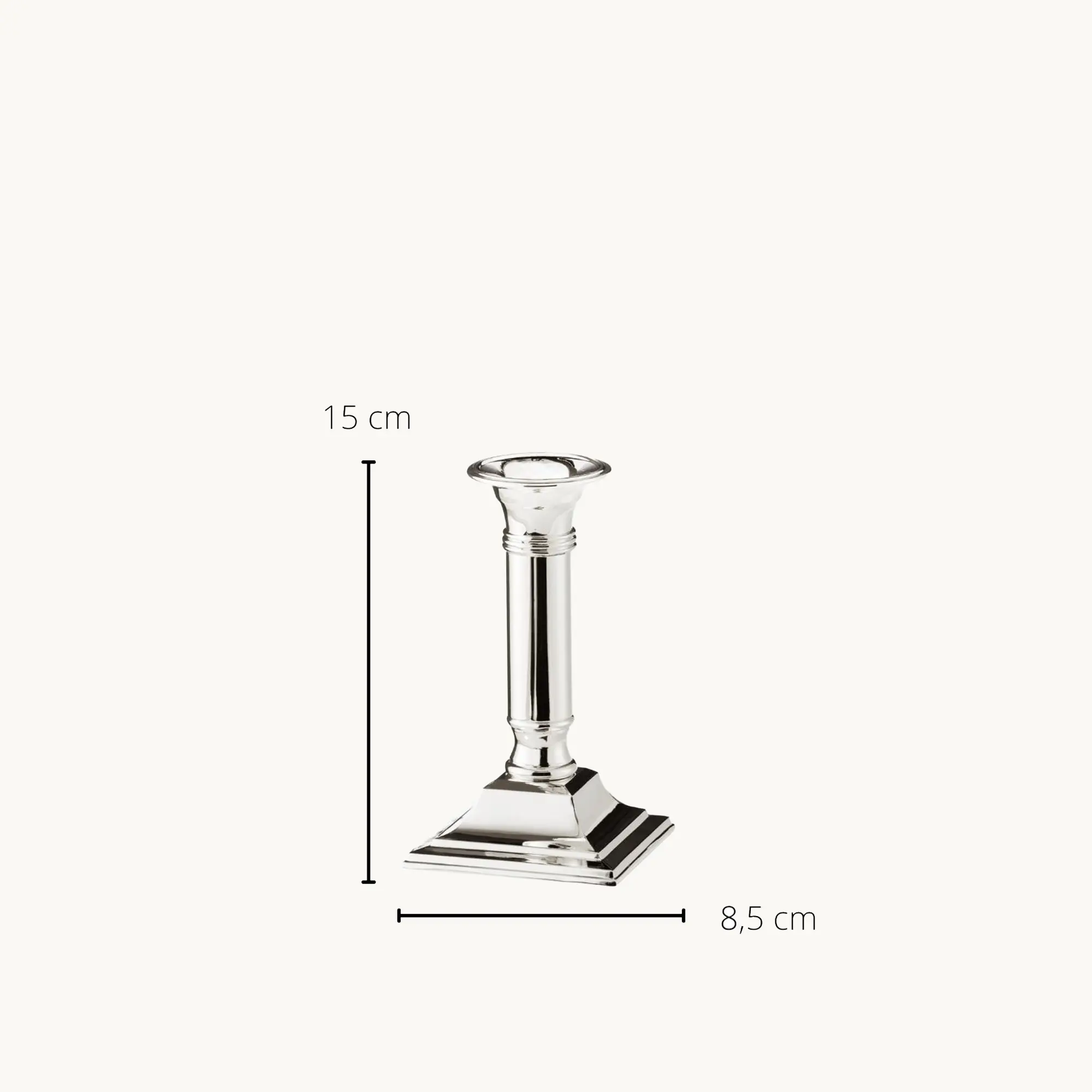 Kerzenleuchter Lincoln (Höhe 15 cm) für Stabkerze, edel versilbert, anlaufgeschützt