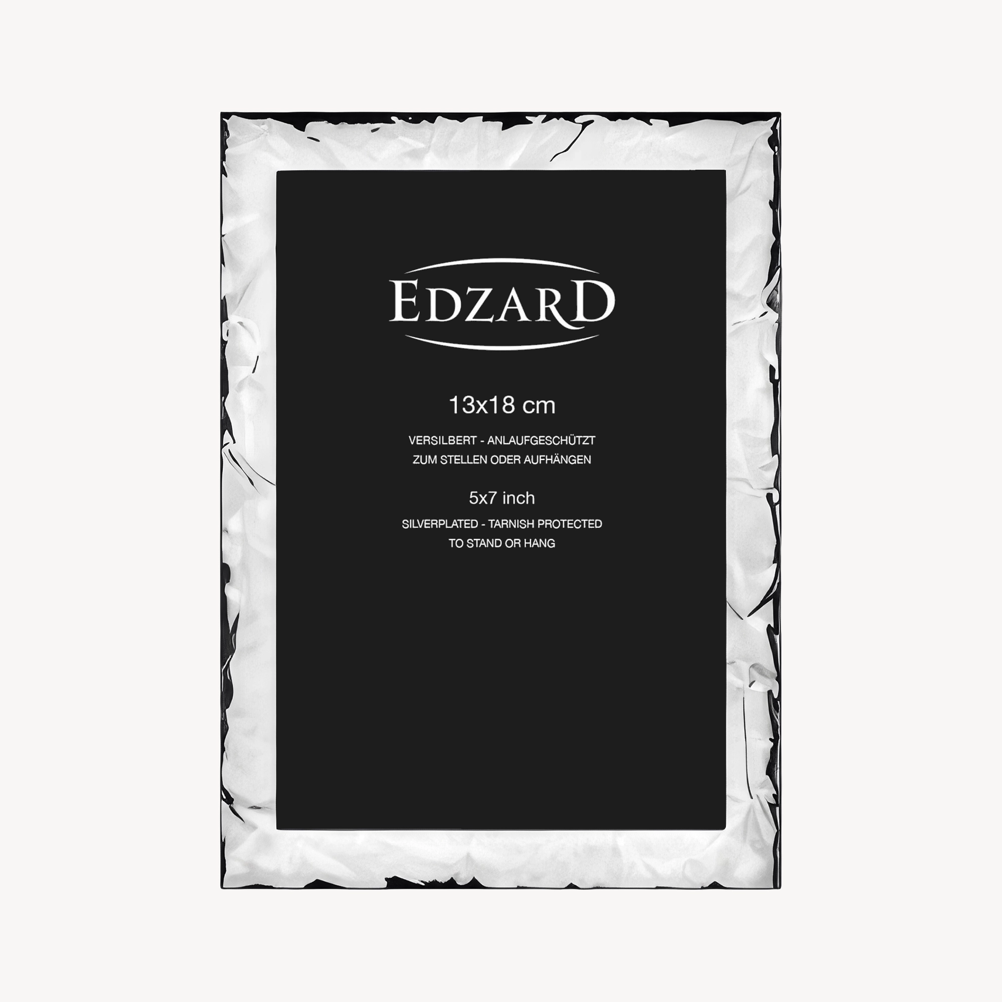 Fotorahmen Carpino (13x18 cm), edel versilbert, anlaufgeschützt, mit Holzdekor-Rücken