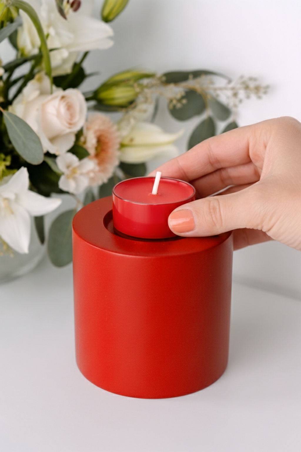 50 Stück Nightlights Teelichter, rot, ohne Duft, rote Kunststoffhülle, Brenndauer ca. 8 h