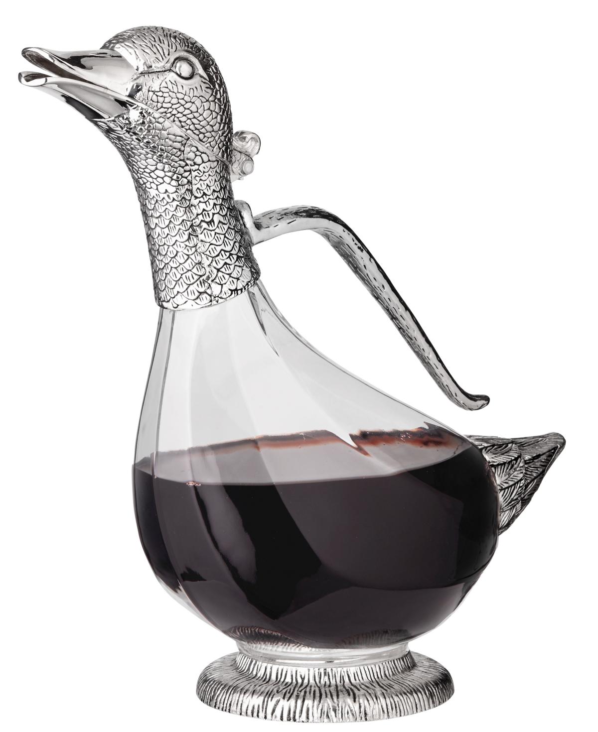 SALE 2. Wahl Dekanter Daisy (0,9 Liter), Enten-Form, Glas, edel versilbert