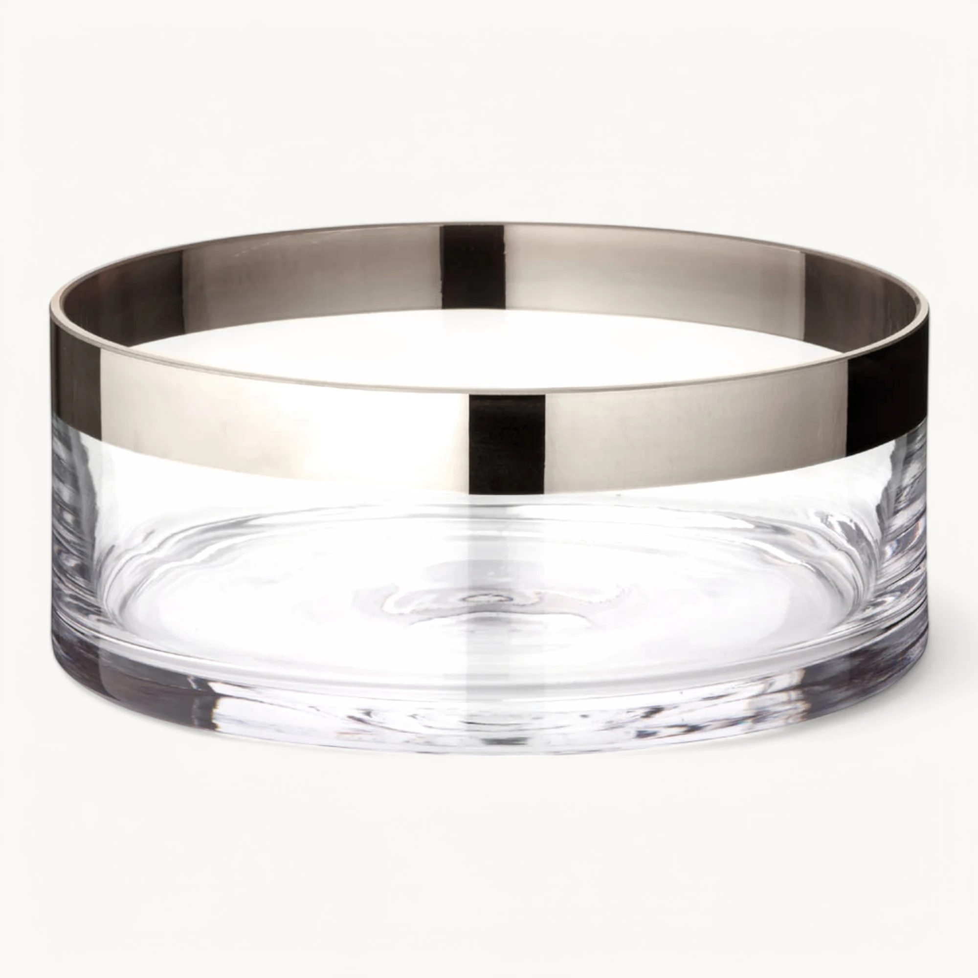 Schale Grit (Ø 20 cm), mundgeblasenes Kristallglas mit Platinrand