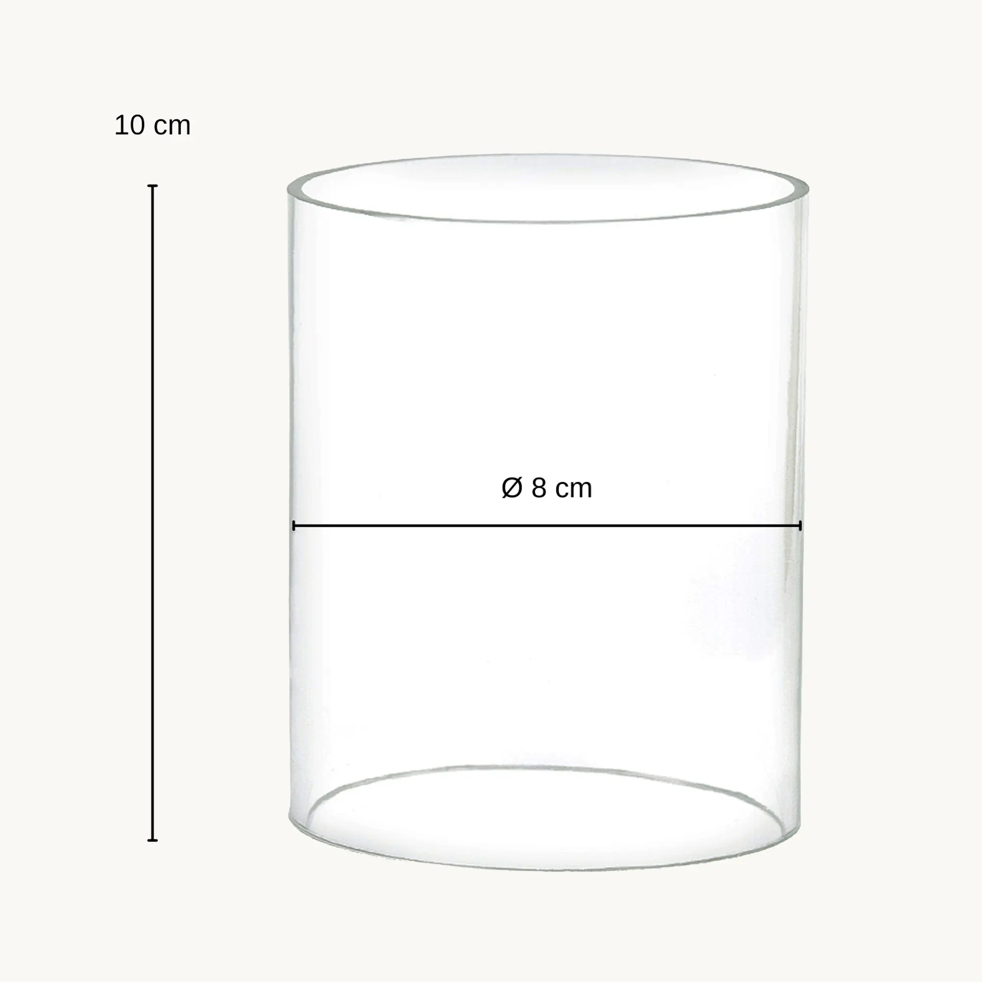 Kerzenglas Höhe 10 cm, Durchmesser 8 cm, Ersatzglas zu  Adventskranz Rimini 0189