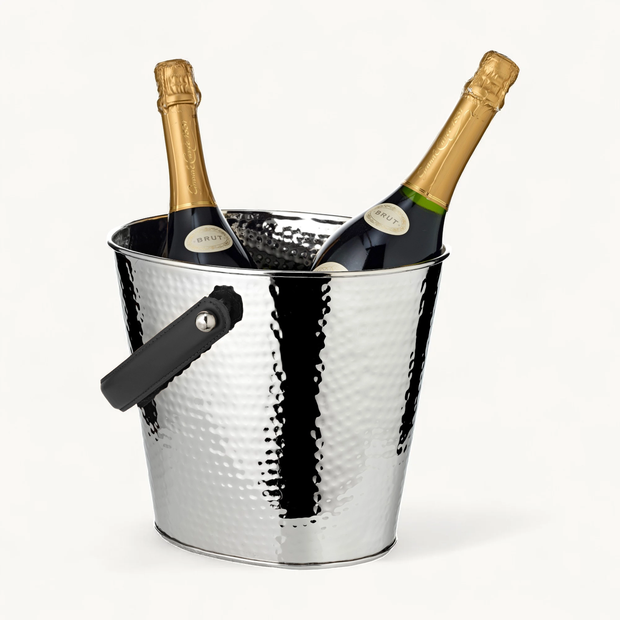 Sektkühler Gavin (26 x 21 cm, H 23 cm), gehämmert, Edelstahl, vernickelt