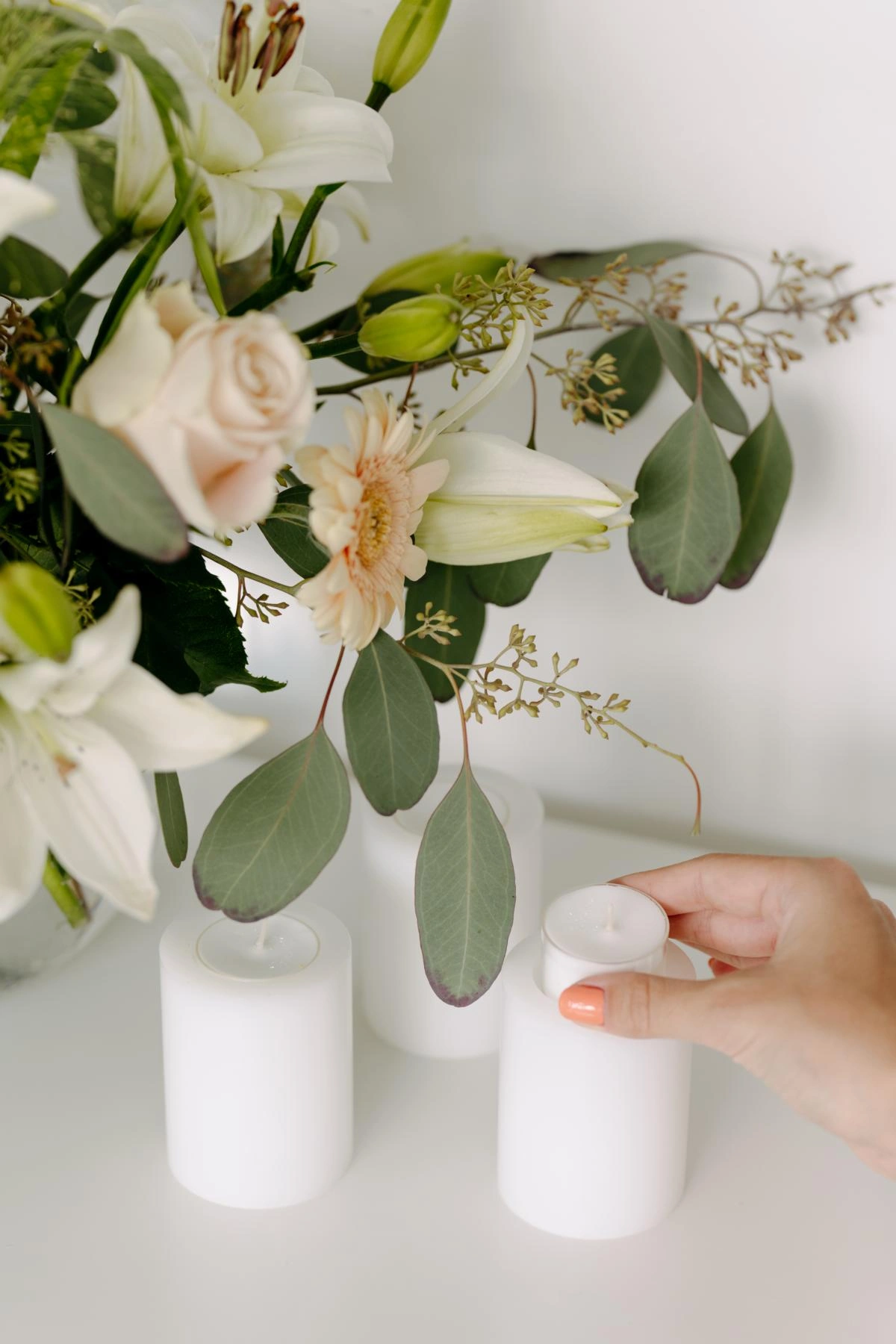 Set Teelichthalter Dauerkerze Cornelius, Höhe 15 cm, Durchmesser 8 cm, inkl. 50 Teelichter