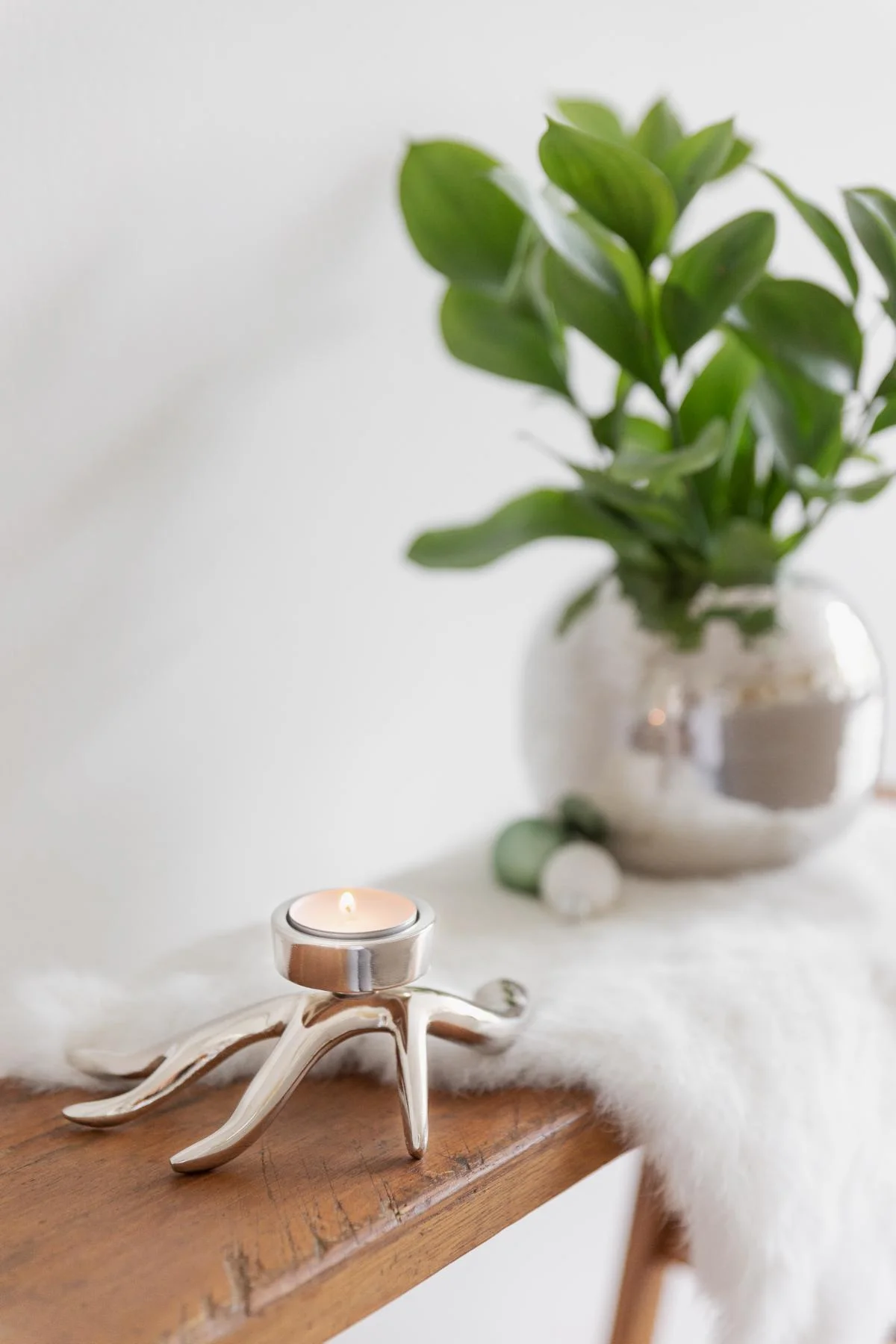 SALE Kerzenleuchter Geweih Keke (Höhe 7 cm, Länge 16 cm), silberfarben, Aluminium vernickelt SALE Kerzenleuchter Geweih Keke (Höhe 7 cm, Länge 16 cm), silberfarben, Aluminium vernickelt