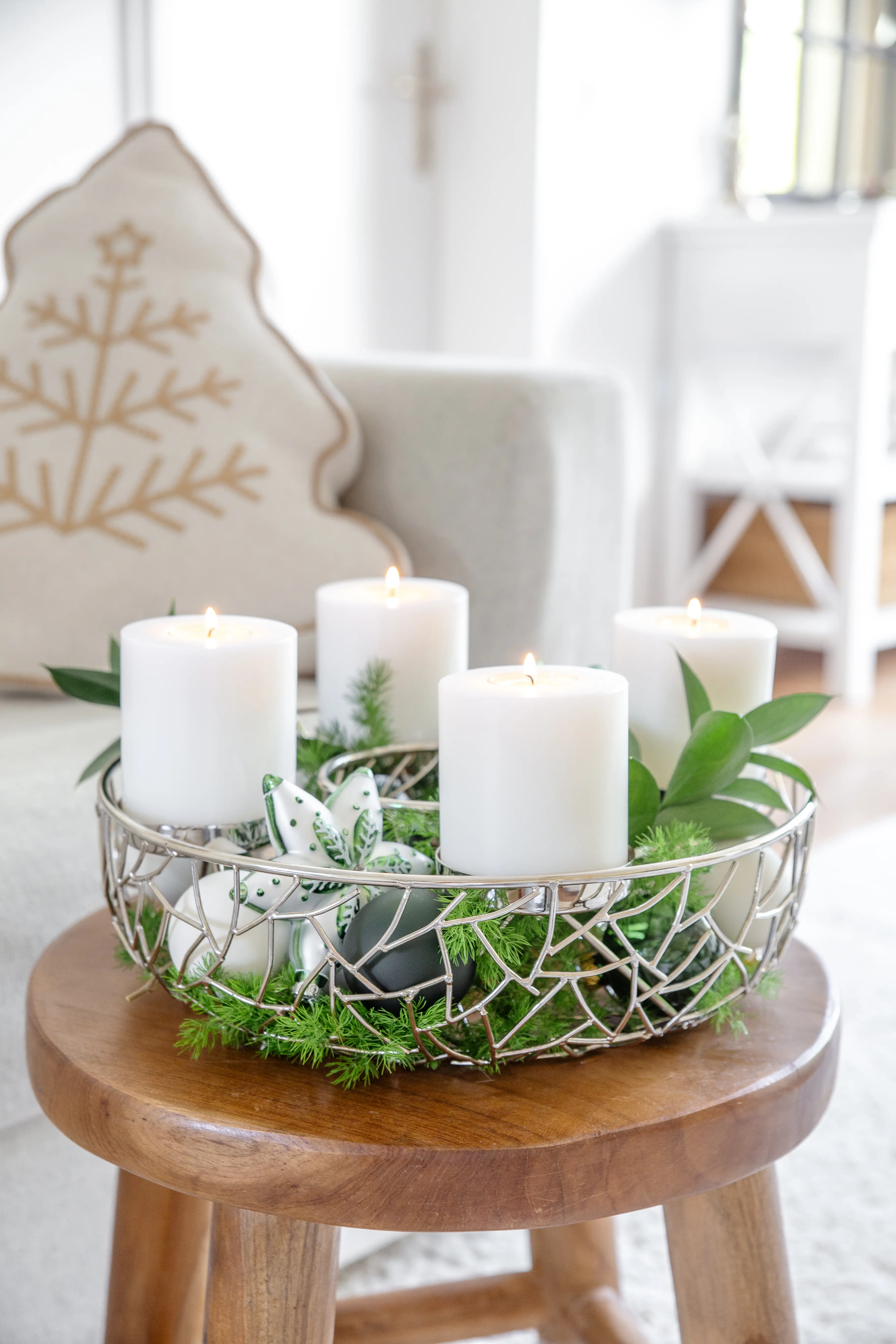 Adventskranz Milano (ø 34 cm), silberfarben, Edelstahl vernickelt