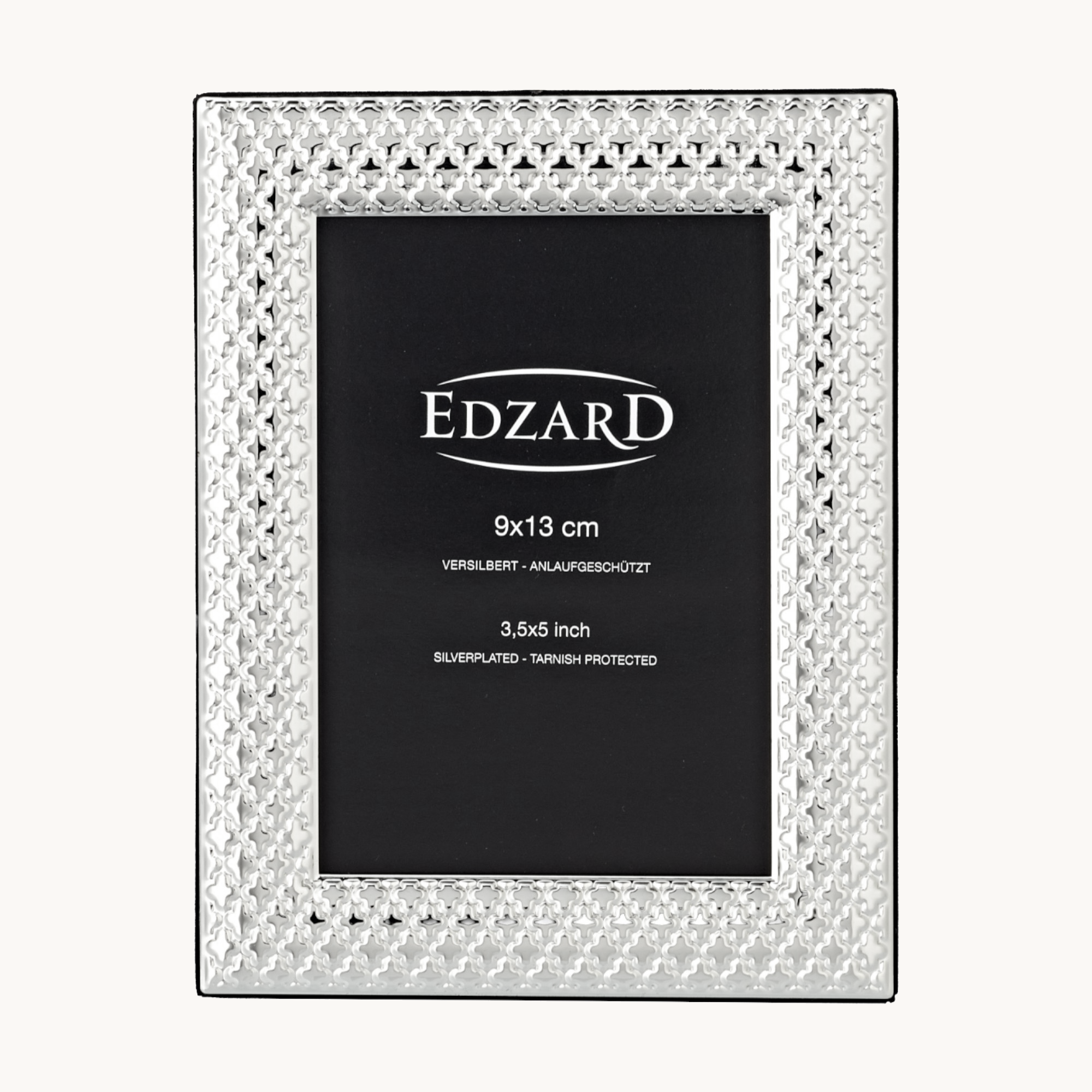 Fotorahmen Ruggiano für Foto 9x13 cm, gemustert, edel versilbert, anlaufgeschützt, mit 2 Aufhänger