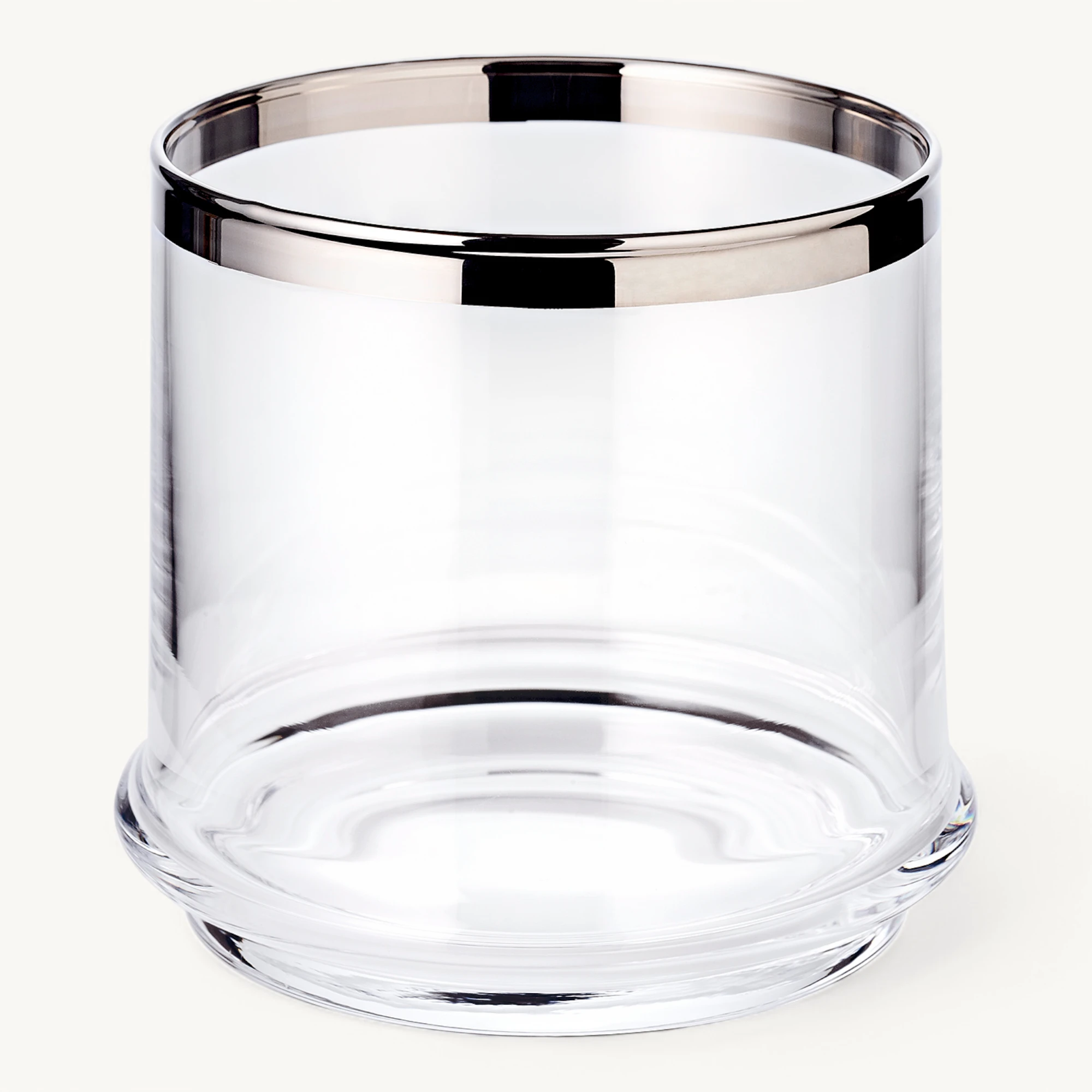 Glasdose Lia (Höhe 12 cm, Ø 14 cm), mundgeblasenes Kristallglas mit Platinrand