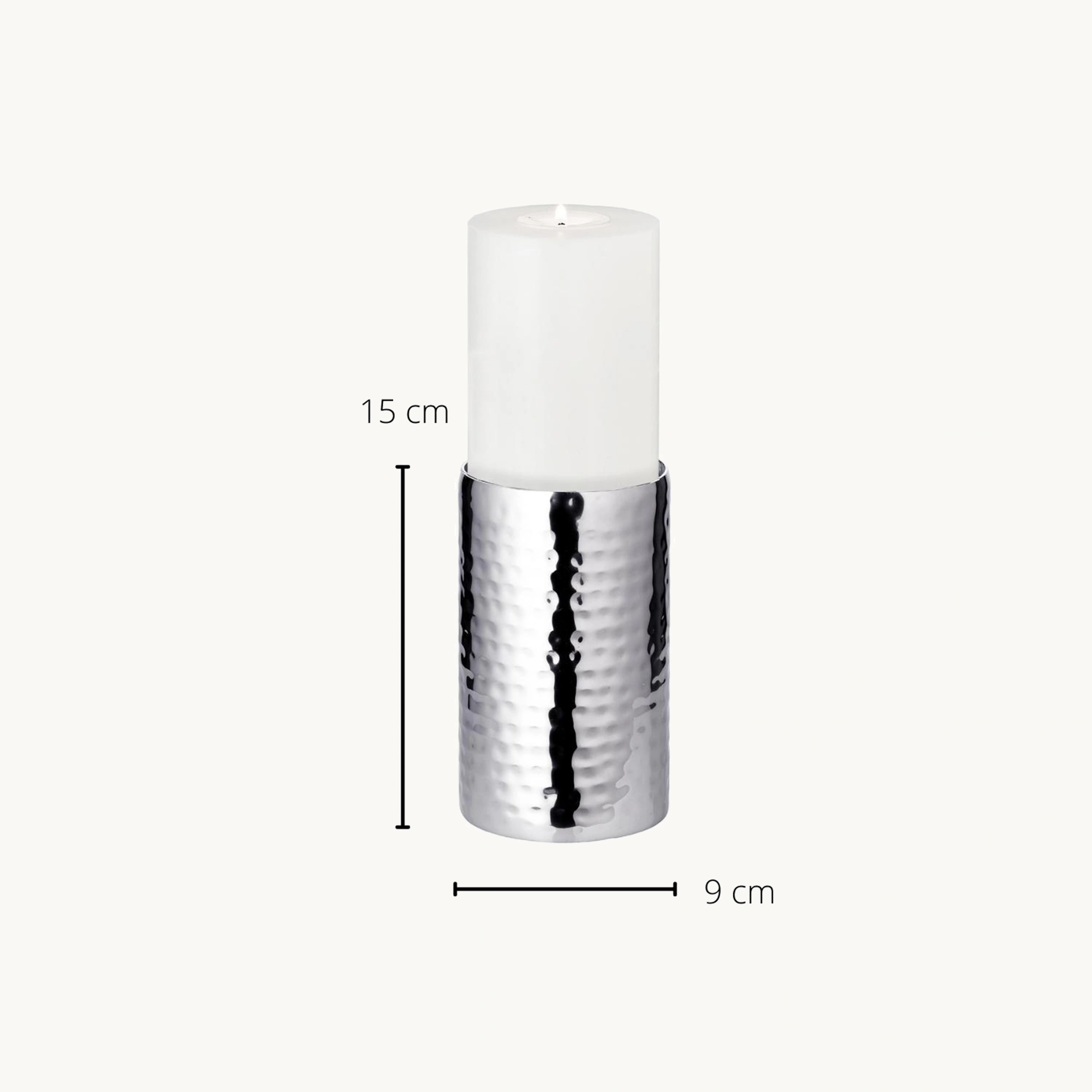 2. Wahl Kerzenständer Agadir (Höhe 15 cm), silberfarben, gehämmert, Edelstahl, hochglanzpoliert
