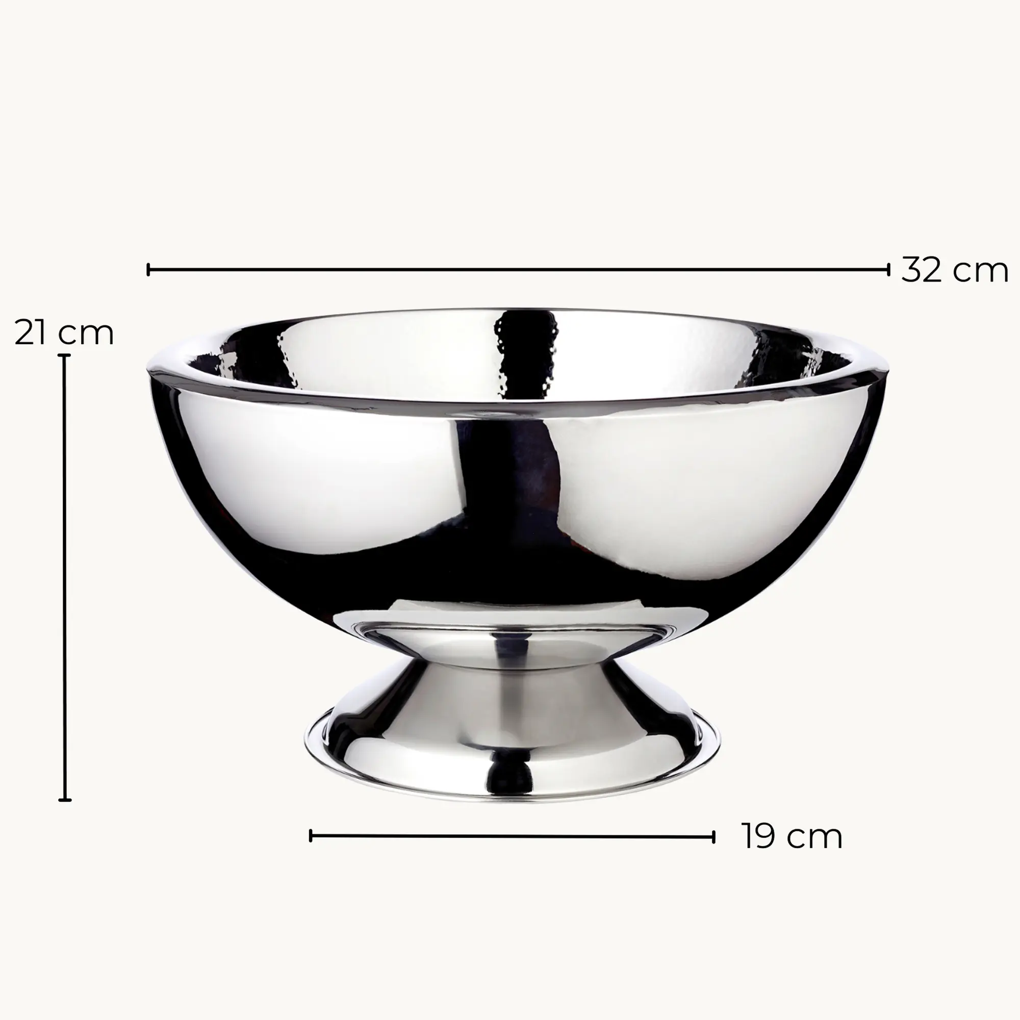 Sektkühler Cadiz (Höhe 21 cm, Ø 32 cm), Edelstahl, fein gehämmert, doppelwandig