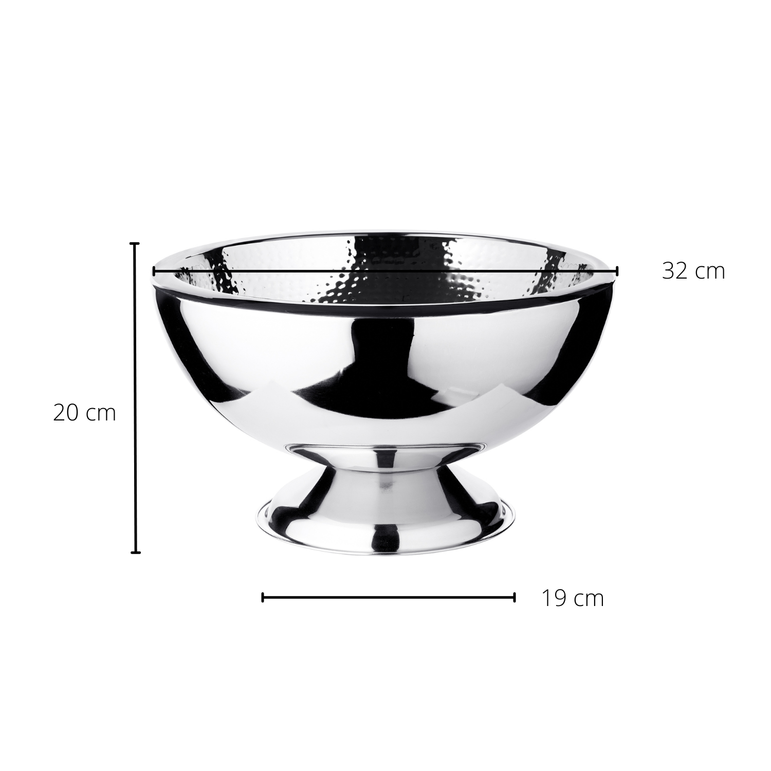 Flaschenkühler Cadiz (Höhe 21 cm, Ø 32 cm), gehämmert, Edelstahl, hochglanzpoliert, doppelwandig