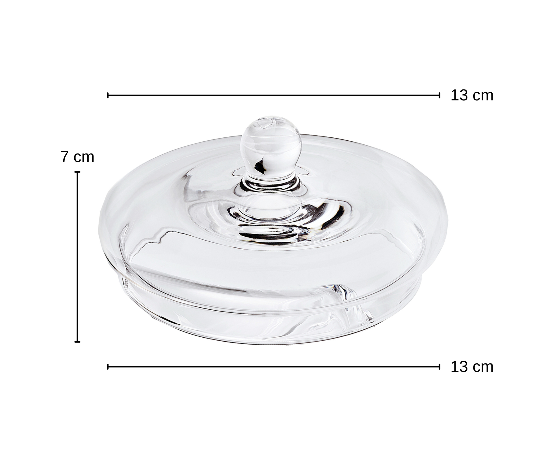 Ersatz-Deckel (Höhe 5 cm, ø 14 cm) für Glasdose Lia 1284 und 1285, mundgeblasenes Kristallglas