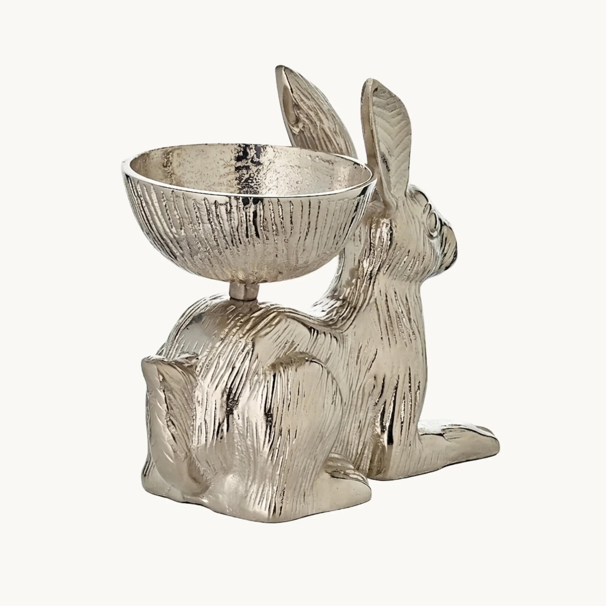 Dekoschale Hase (H 19 cm), silberfarben, Aluminium vernickelt