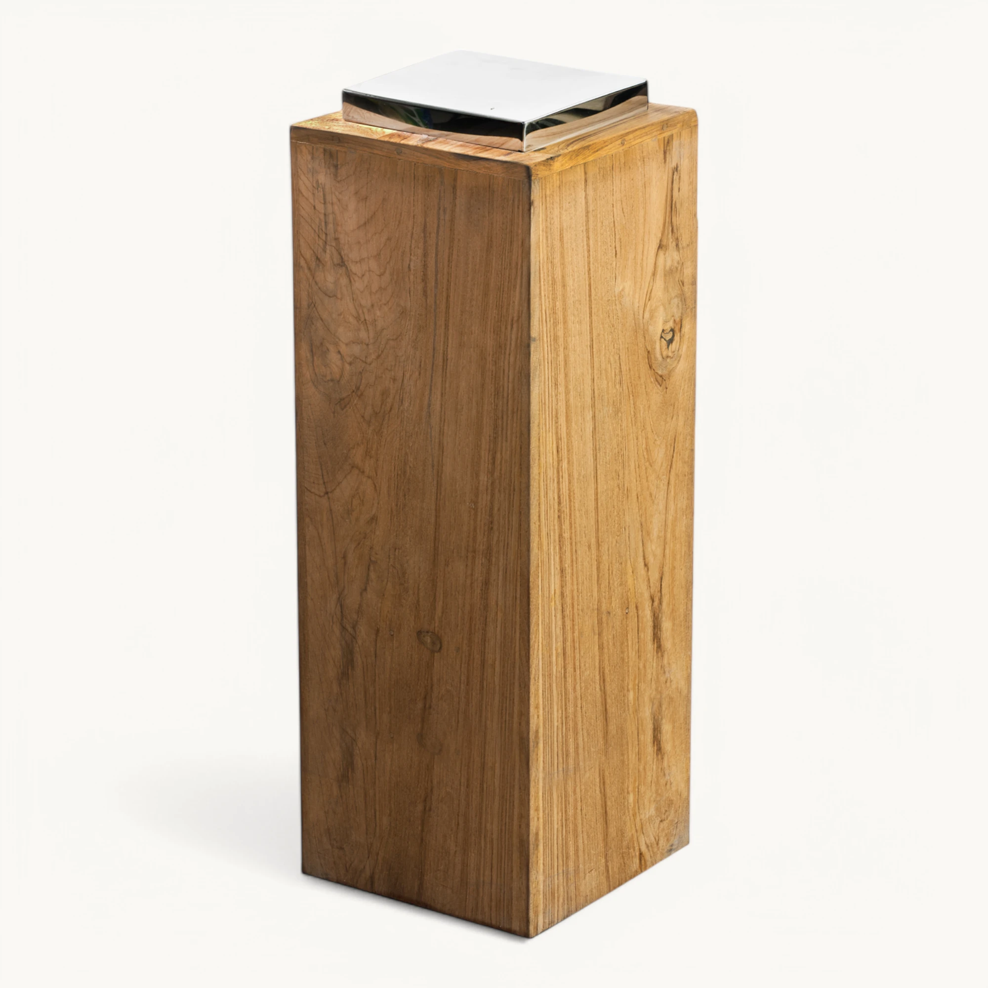 Sockel für Laterne Dubai (Höhe 61 cm), edles Teakholz, Edelstahl, glänzend vernickelt Sockel für Laterne Dubai (Höhe 61 cm), edles Teakholz, Edelstahl, glänzend vernickelt