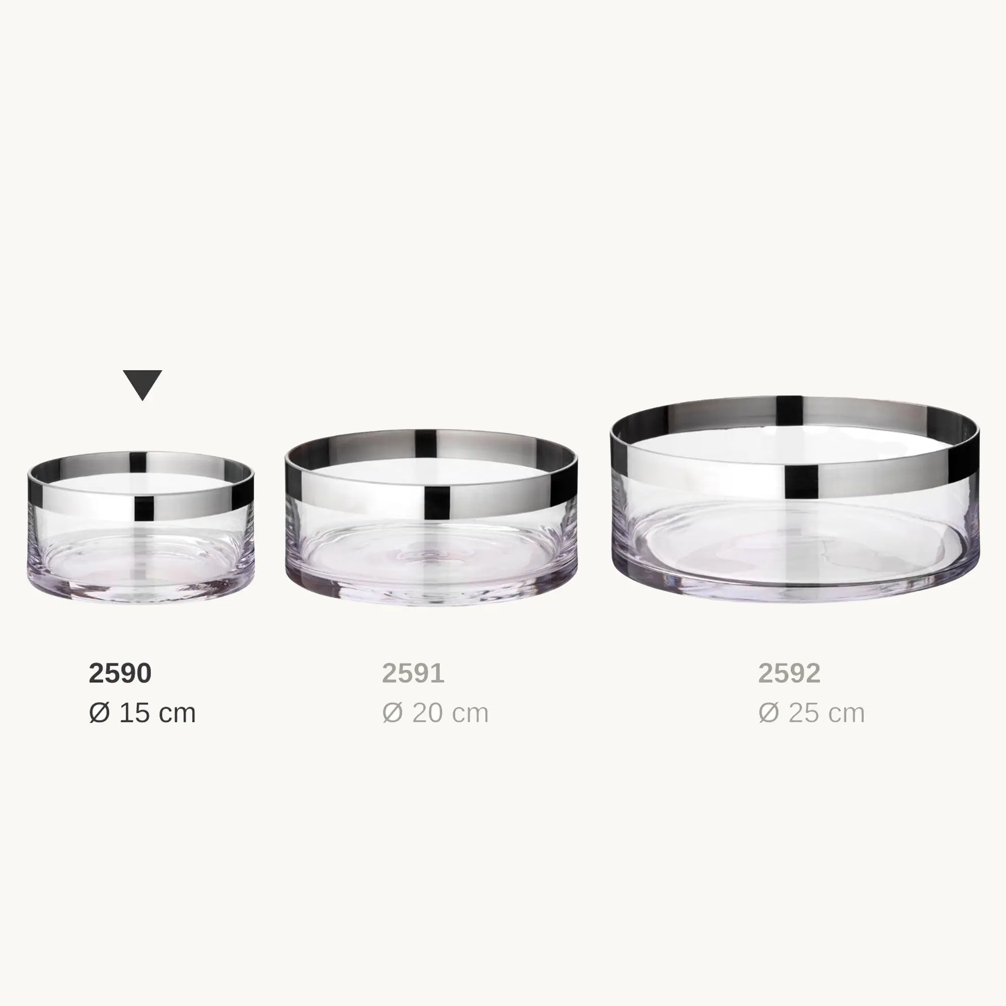 Schale Grit (Ø 15 cm), mundgeblasenes Kristallglas mit Platinrand