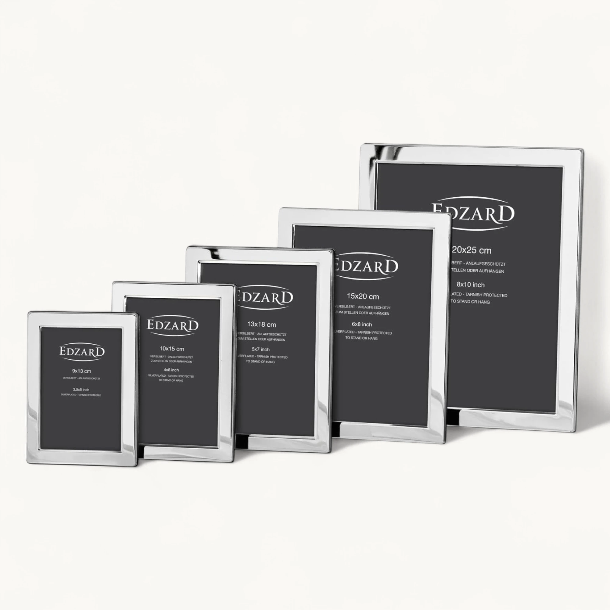 Edzard Salerno – Set Di 2 Cornici Portafoto Argento 13x18 Cm, Retro In Velluto, Con Easy Switch, Da Tavolo O Parete