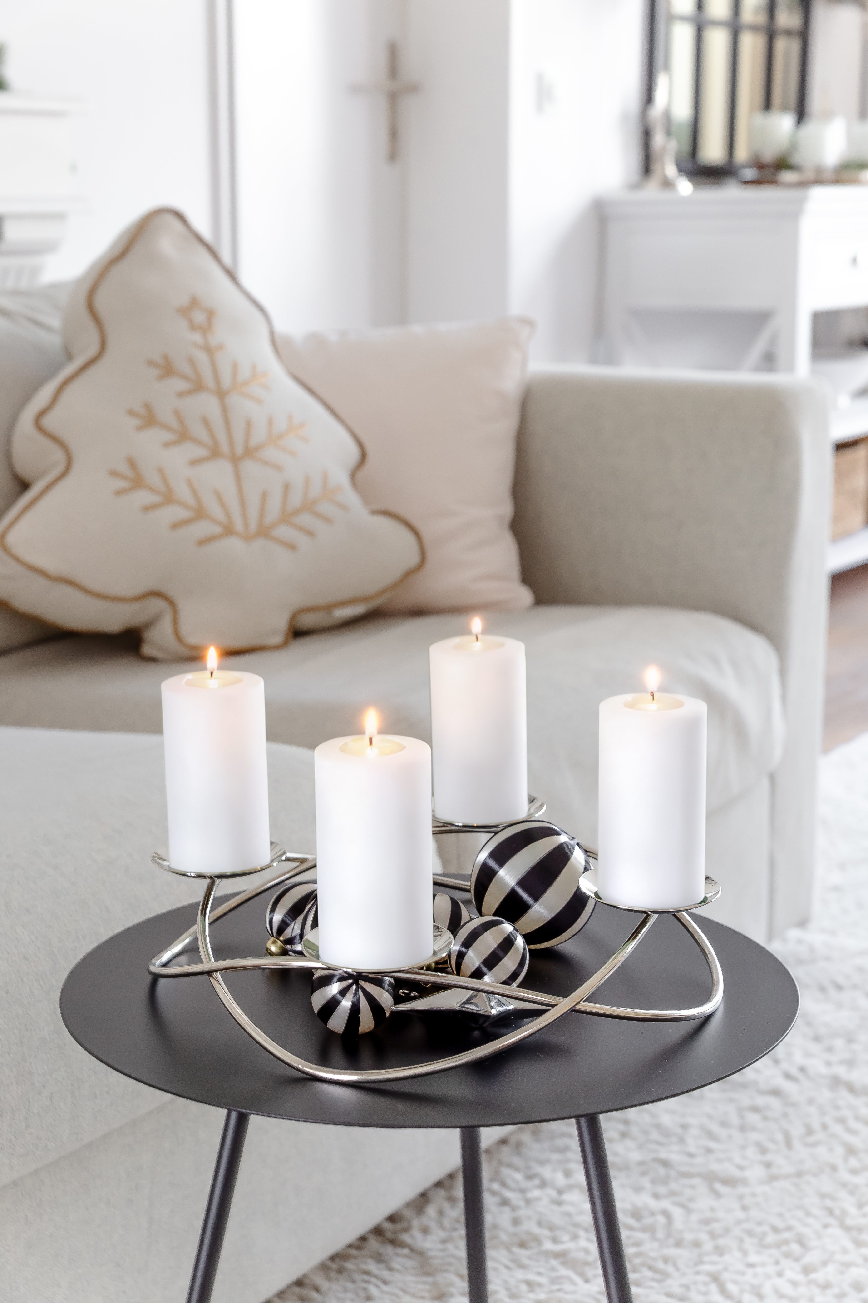 Adventskranz Alloa (ø 33 cm), Edelstahl hochglanzpoliert, silberfarben