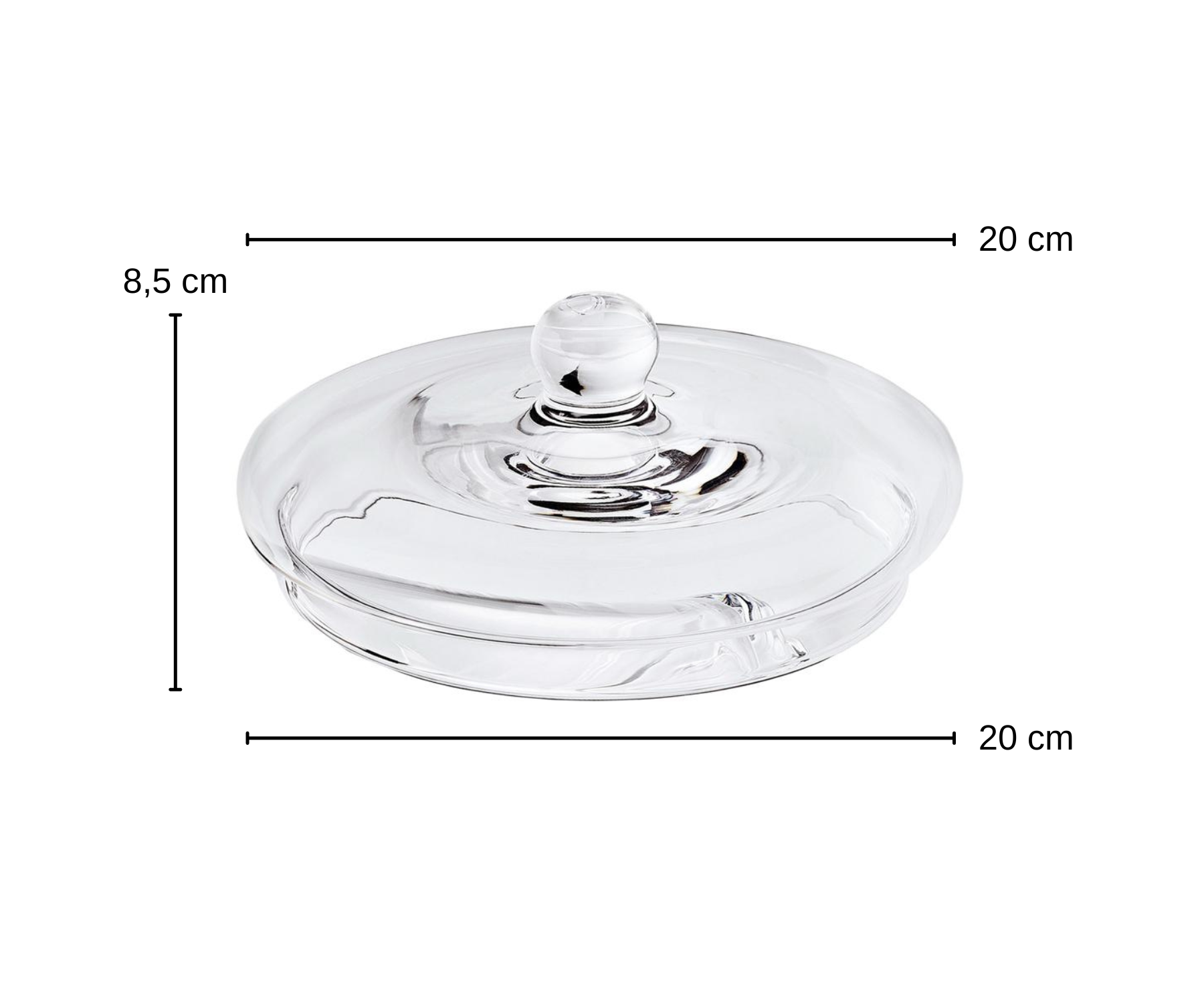 Ersatz-Deckel (Durchmesser 19,5 cm) für Glasdose Vigo 1231 + 1245, mundgeblasenes Kristallglas