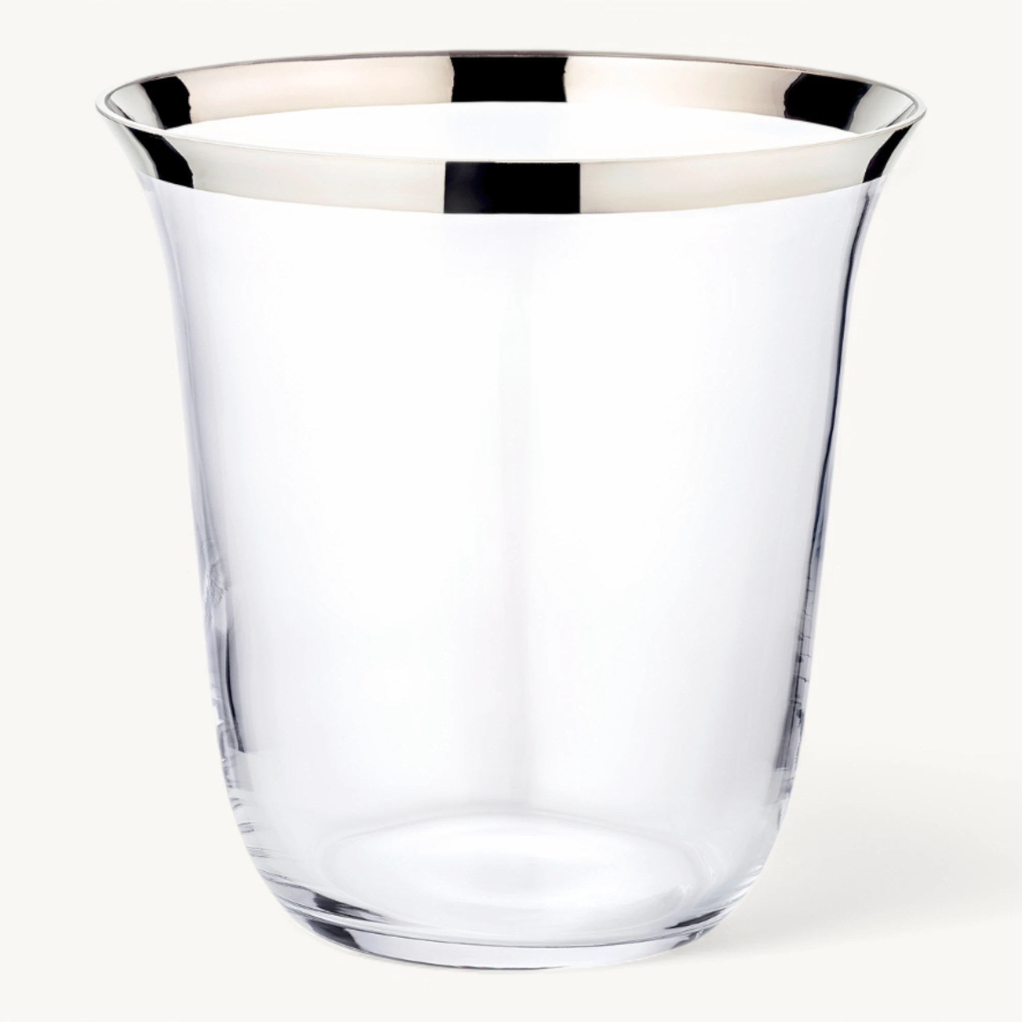 Vase Toby (Ø 22 cm, Höhe 23 cm) aus mundgeblasenem Kristallglas - Blumenvase, Glasvase rund und mit Platinrand - Moderne Tulpenvase aus Glas als Tischdeko