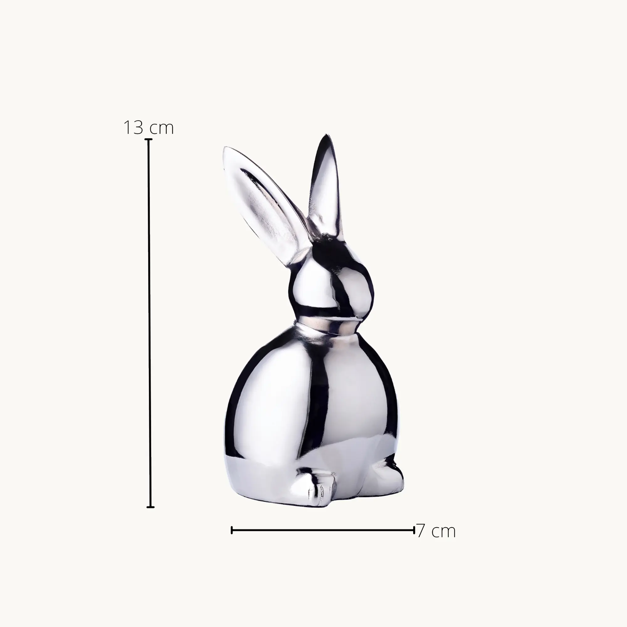 Dekofigur Hase Louis (Höhe 13 cm) Aluminium vernickelt