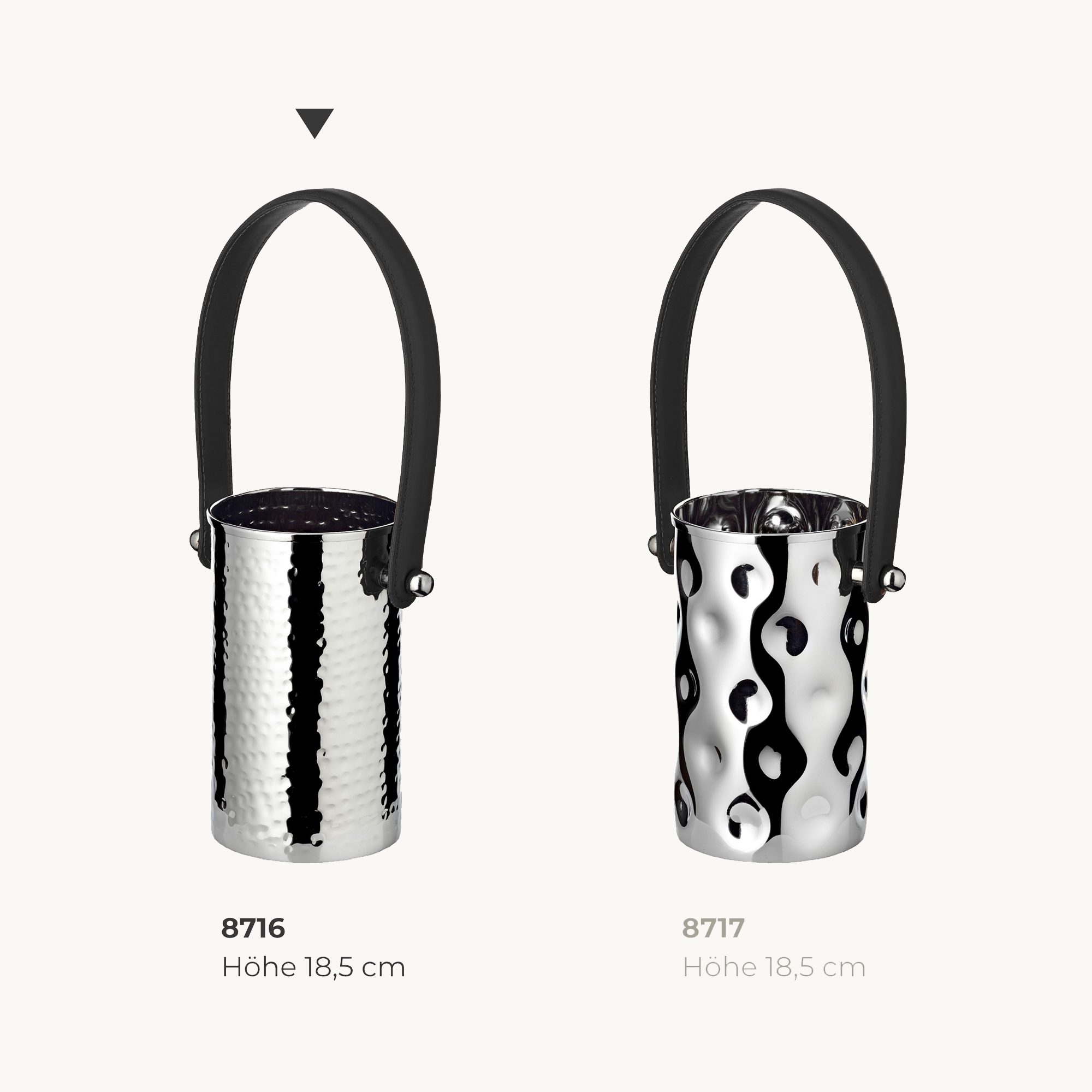 Flaschenkühler Gavin (H 18,5 cm, Ø 11 cm), gehämmert, Edelstahl, vernickelt