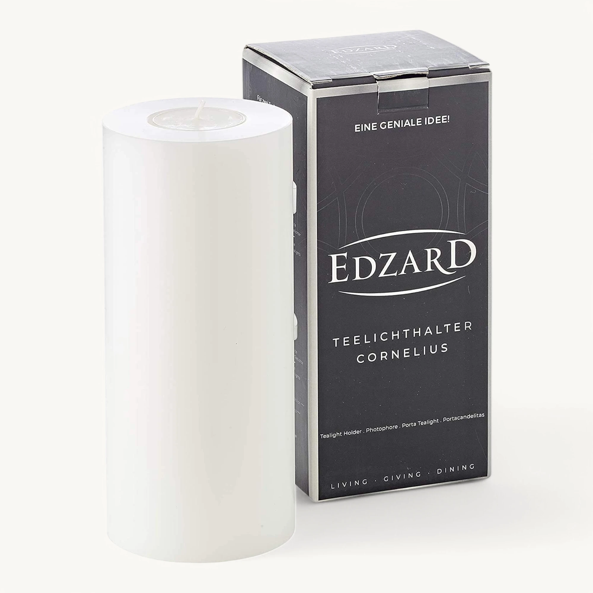 Dauerkerze Cornelius (Höhe 18 cm, ø 8 cm), weiß, Teelichthalter hitzebeständig 90° Dauerkerze Cornelius (Höhe 18 cm, ø 8 cm), weiß, Teelichthalter hitzebeständig 90°