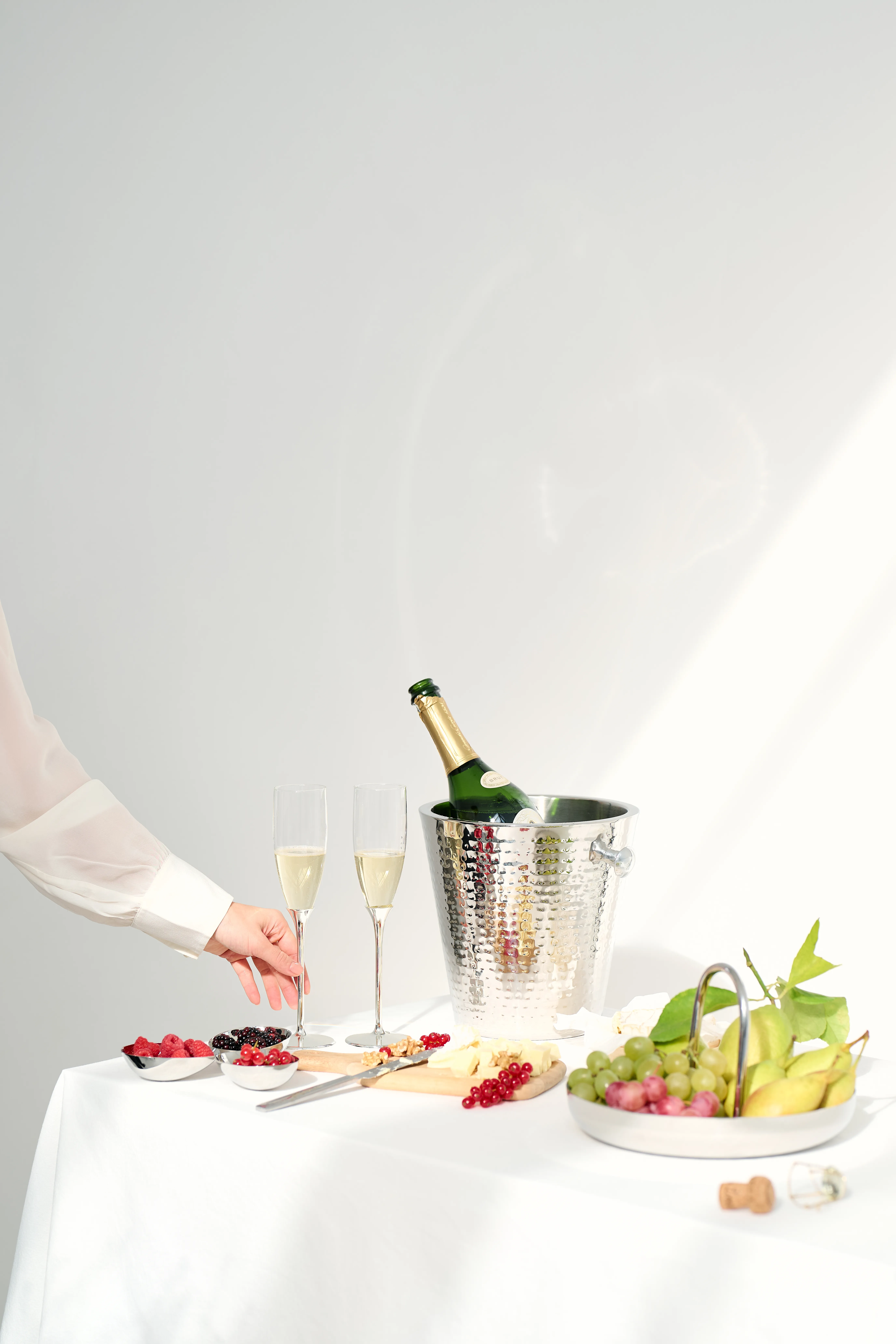 2er-Set Sektkelch Victoria (Höhe 27 cm) aus Glas, Fuß edel versilbert, anlaufgeschützt