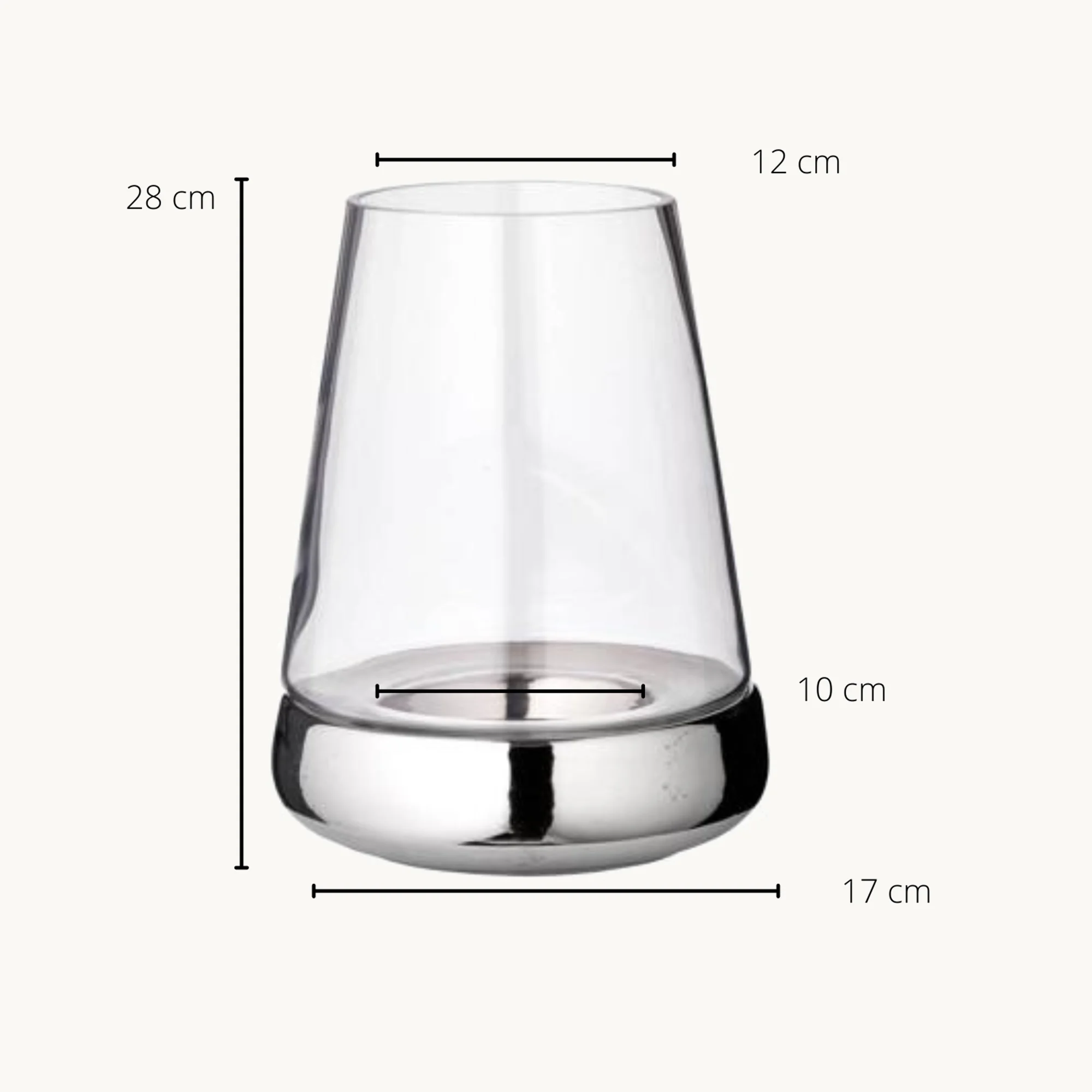 Windlicht Bora (Höhe 28 cm), glatt, vernickelter Keramikfuß