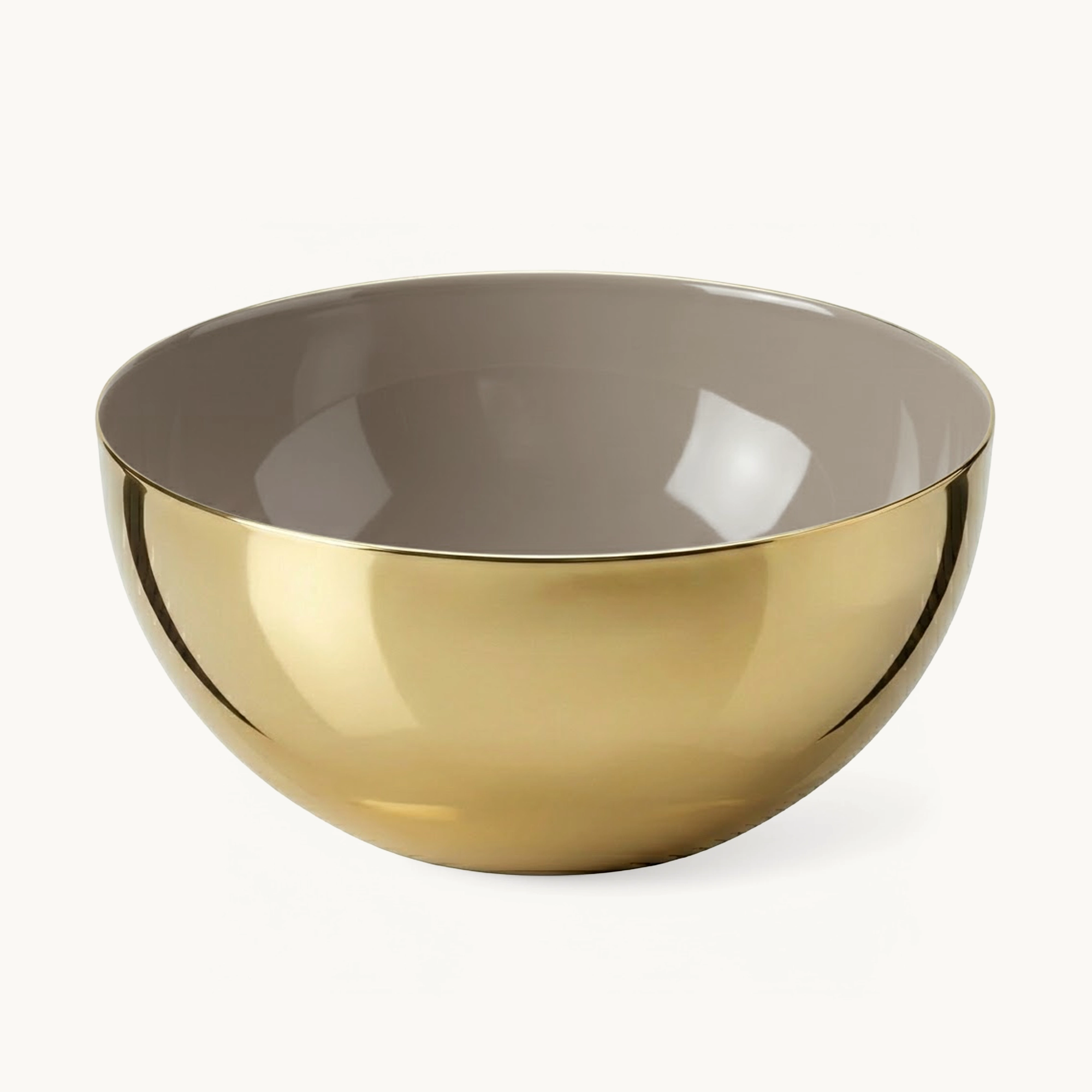 Schale Liora (Ø 12,5 cm, Höhe 5,5 cm) Messing, Gold-Finish, hochglanzpoliert, innen Perlbeige