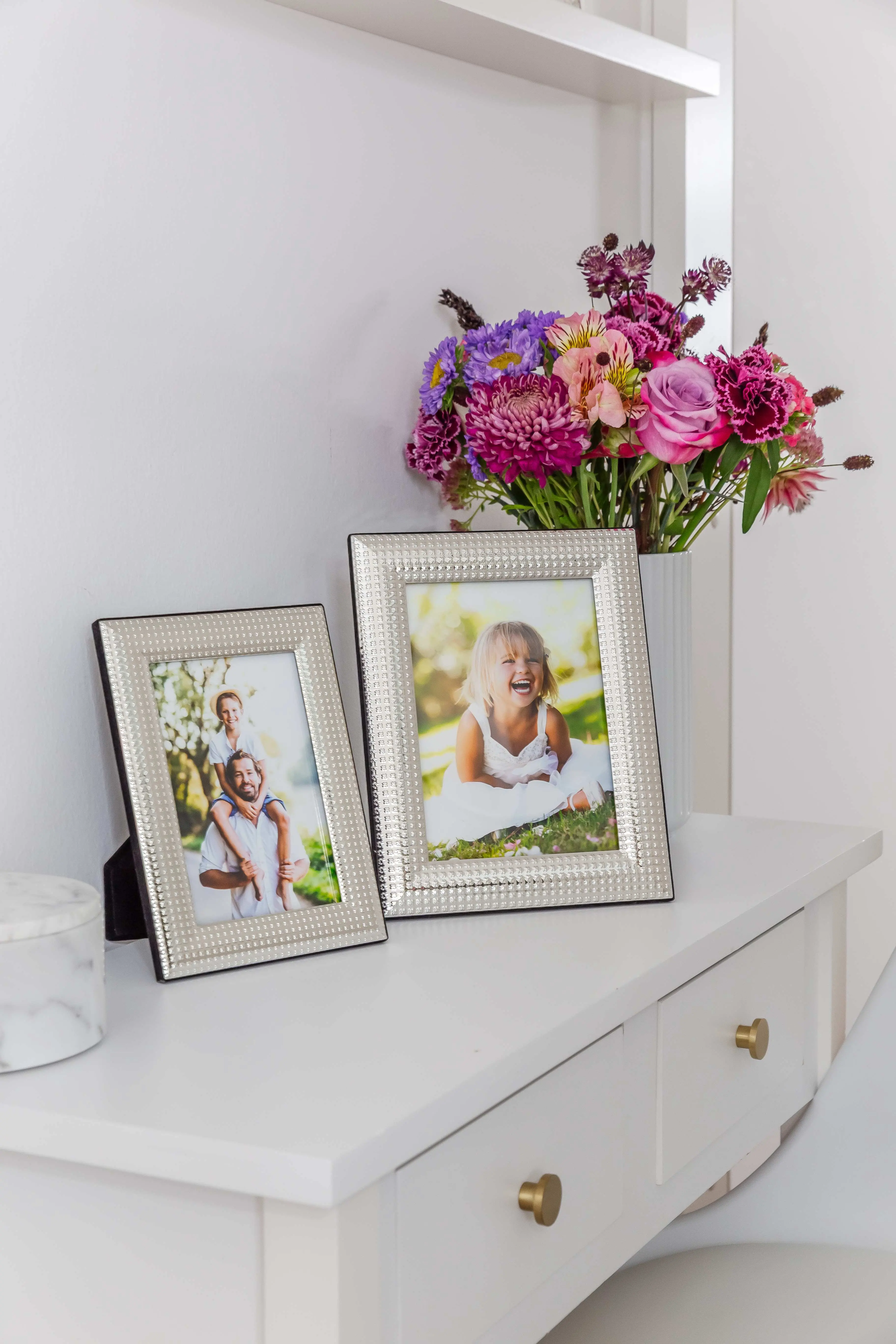 Fotorahmen Bellagio für Foto 13 x 18 cm, gemustert, edel versilbert, anlaufgeschützt, mit 2 Aufhänger