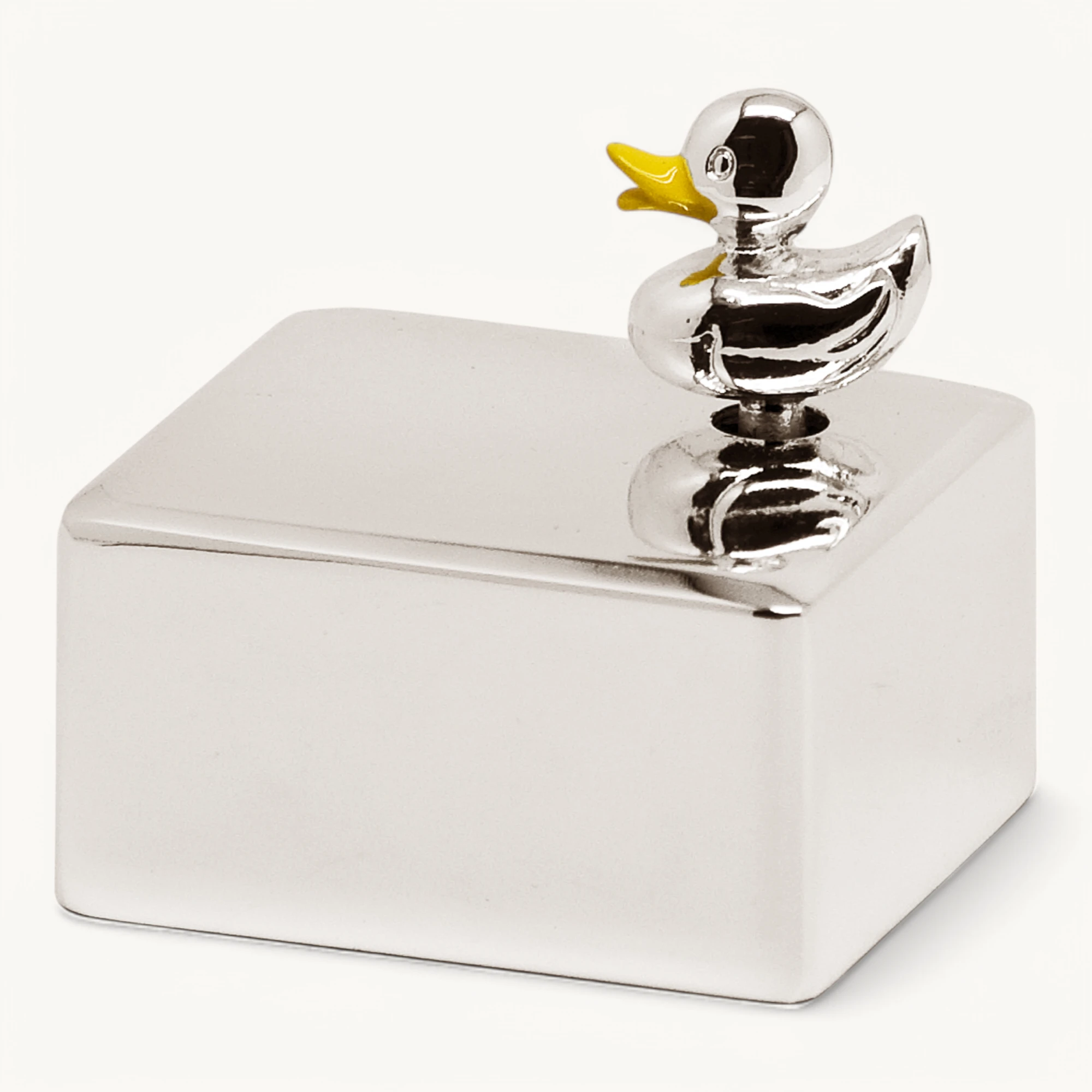 Spieluhr Musikbox Ente, 5 x 6 cm, edel versilbert, anlaufgeschützt, Melodie: Guten Abend Gute Nacht Spieluhr Musikbox Ente, 5 x 6 cm, edel versilbert, anlaufgeschützt, Melodie: Guten Abend Gute Nacht