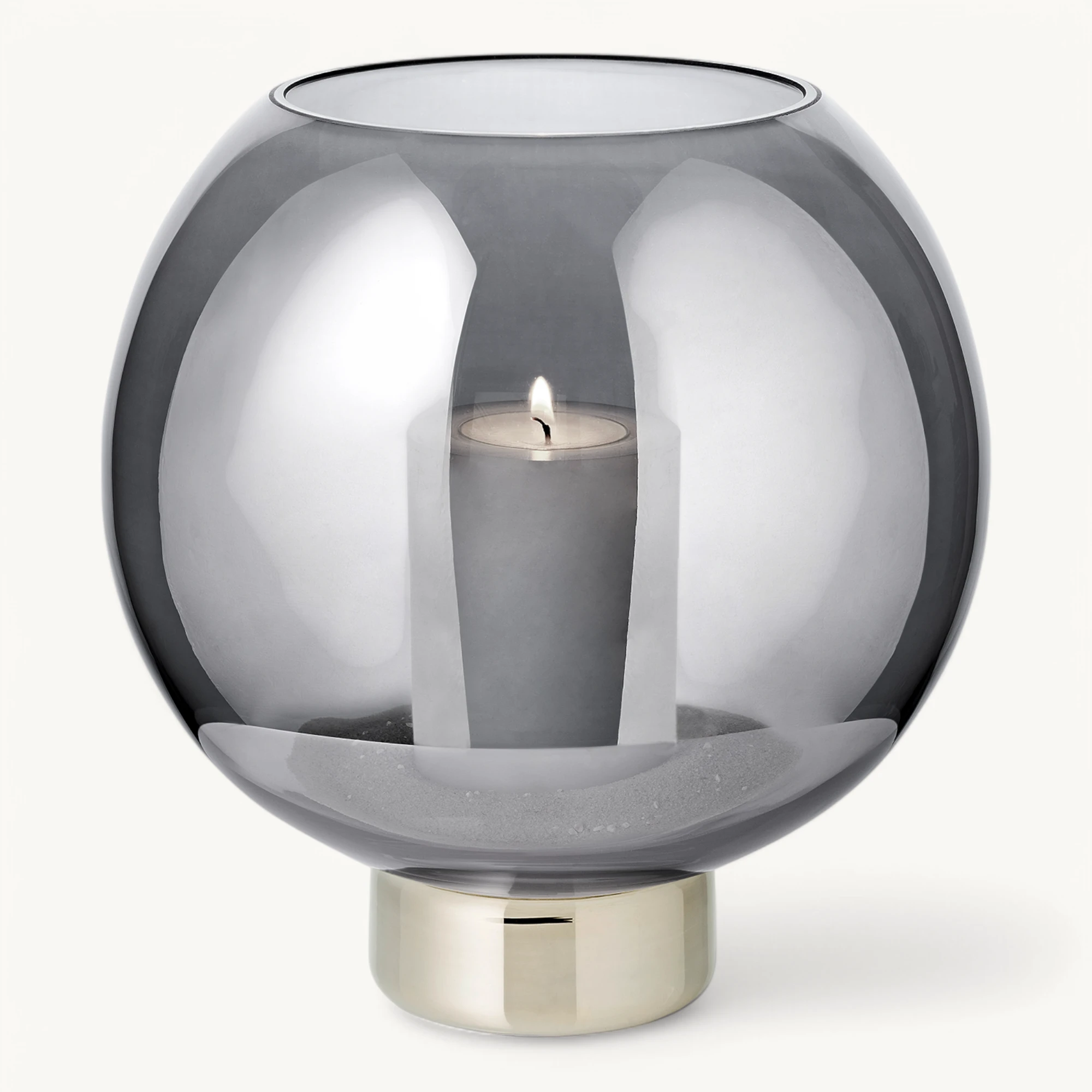 Windlicht Jack (Höhe 21 cm), dunkles Kristallglas mit Platinrand