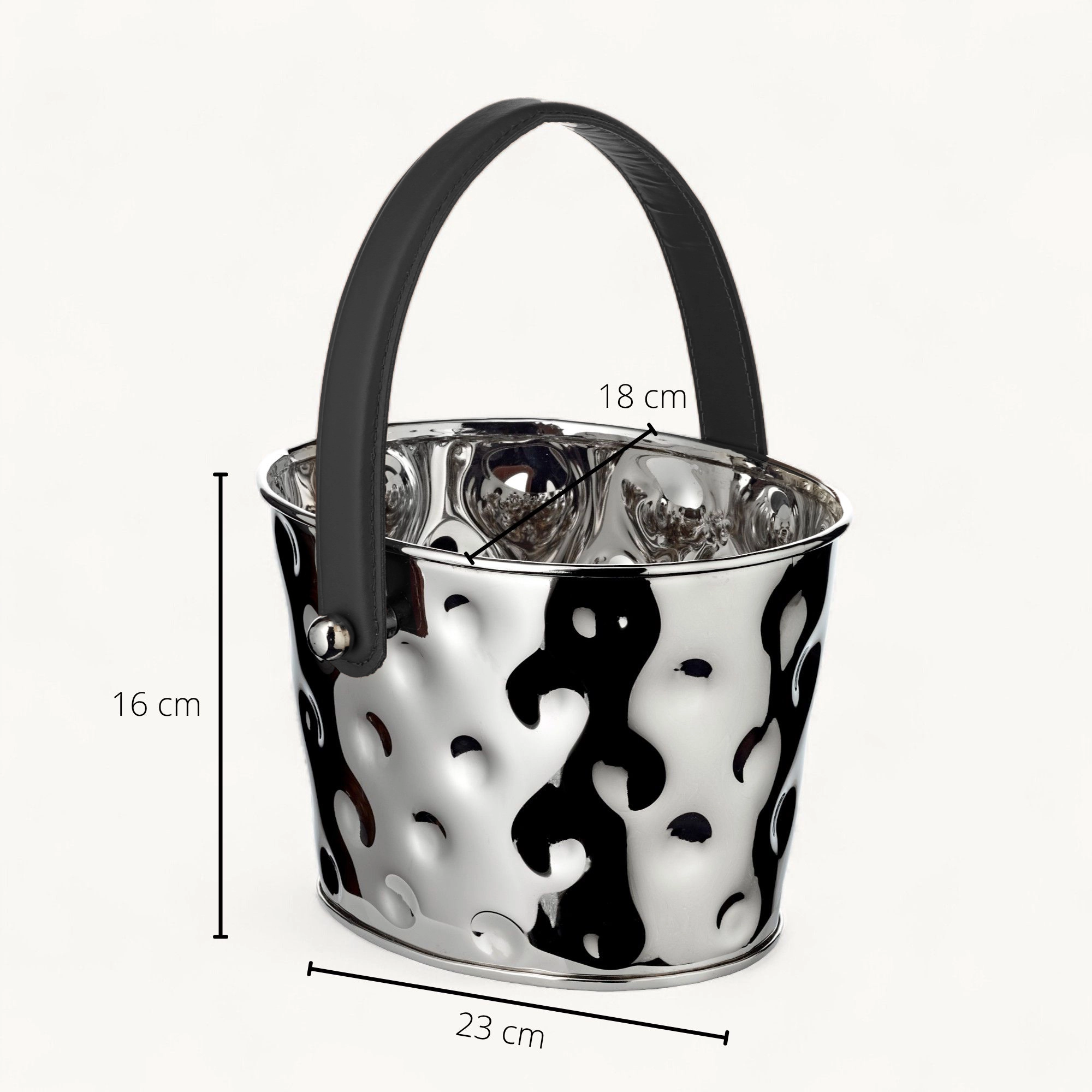 Sektkühler Gideon (23 x 18 cm, H 16 cm), gehämmert, Edelstahl, vernickelt