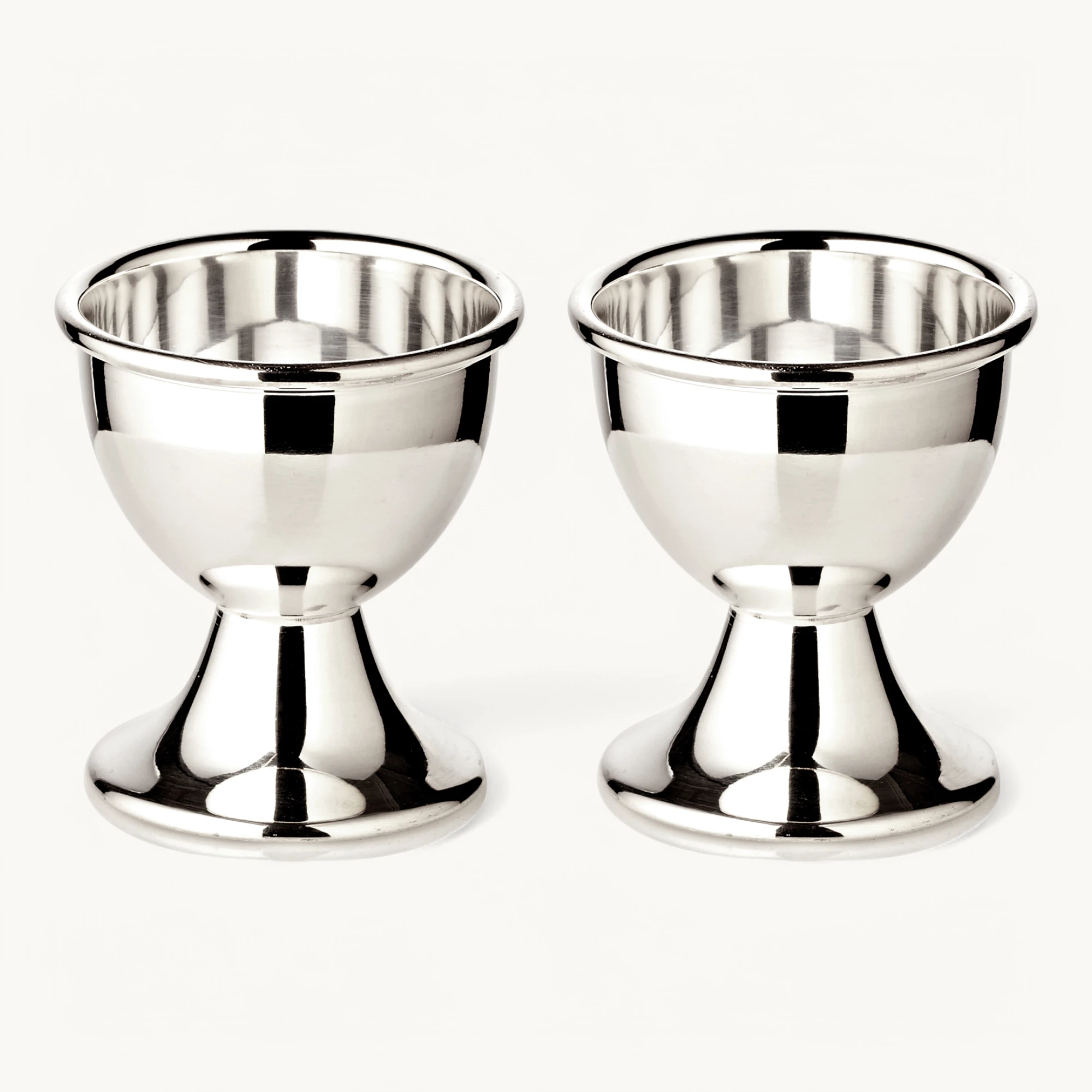 2er Set Eierbecher Classo (Höhe 5 cm), klassische Form, schwerversilbert