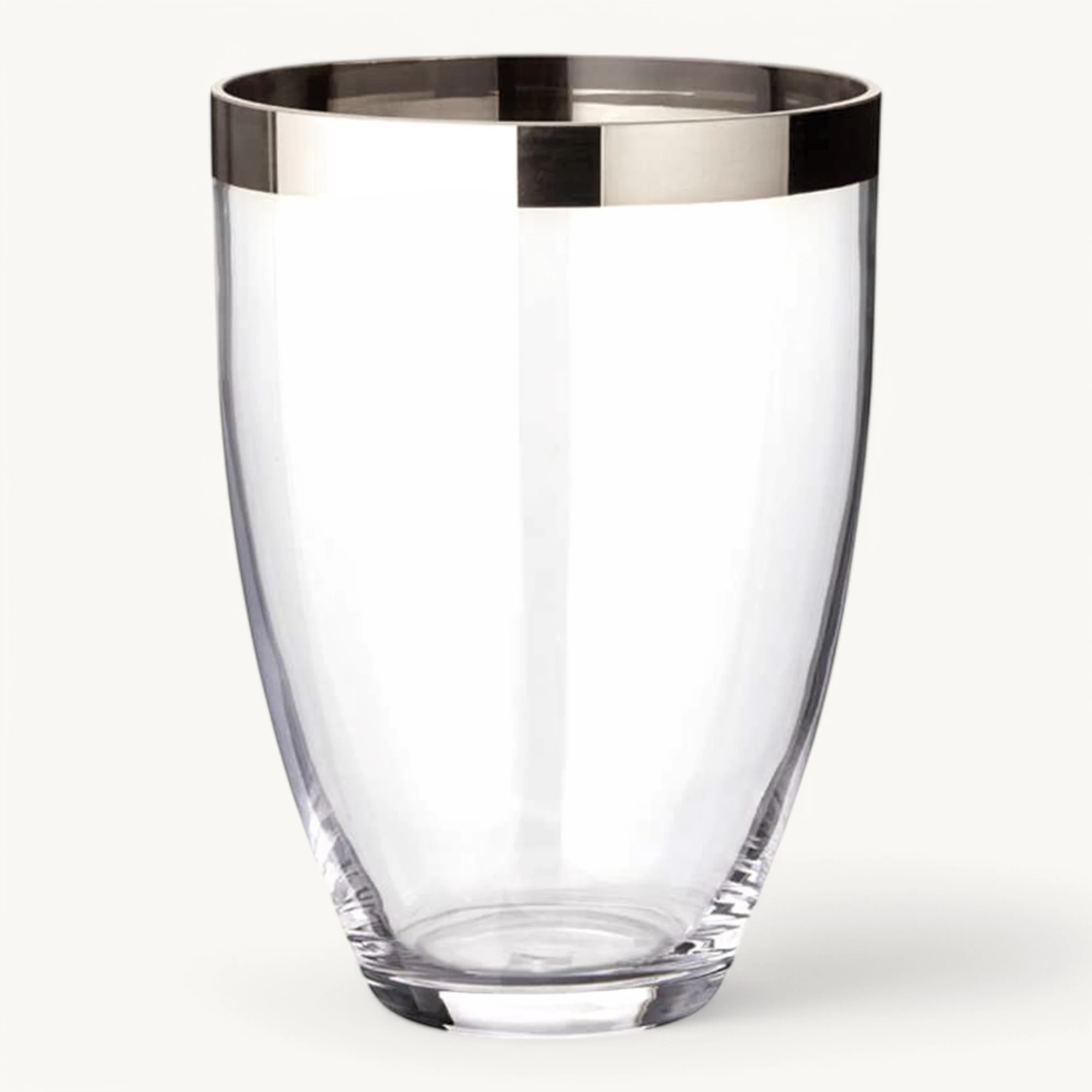 Vase Charlotte (Höhe 24 cm, Ø 19 cm), mundgeblasenes Kristallglas mit Platinrand