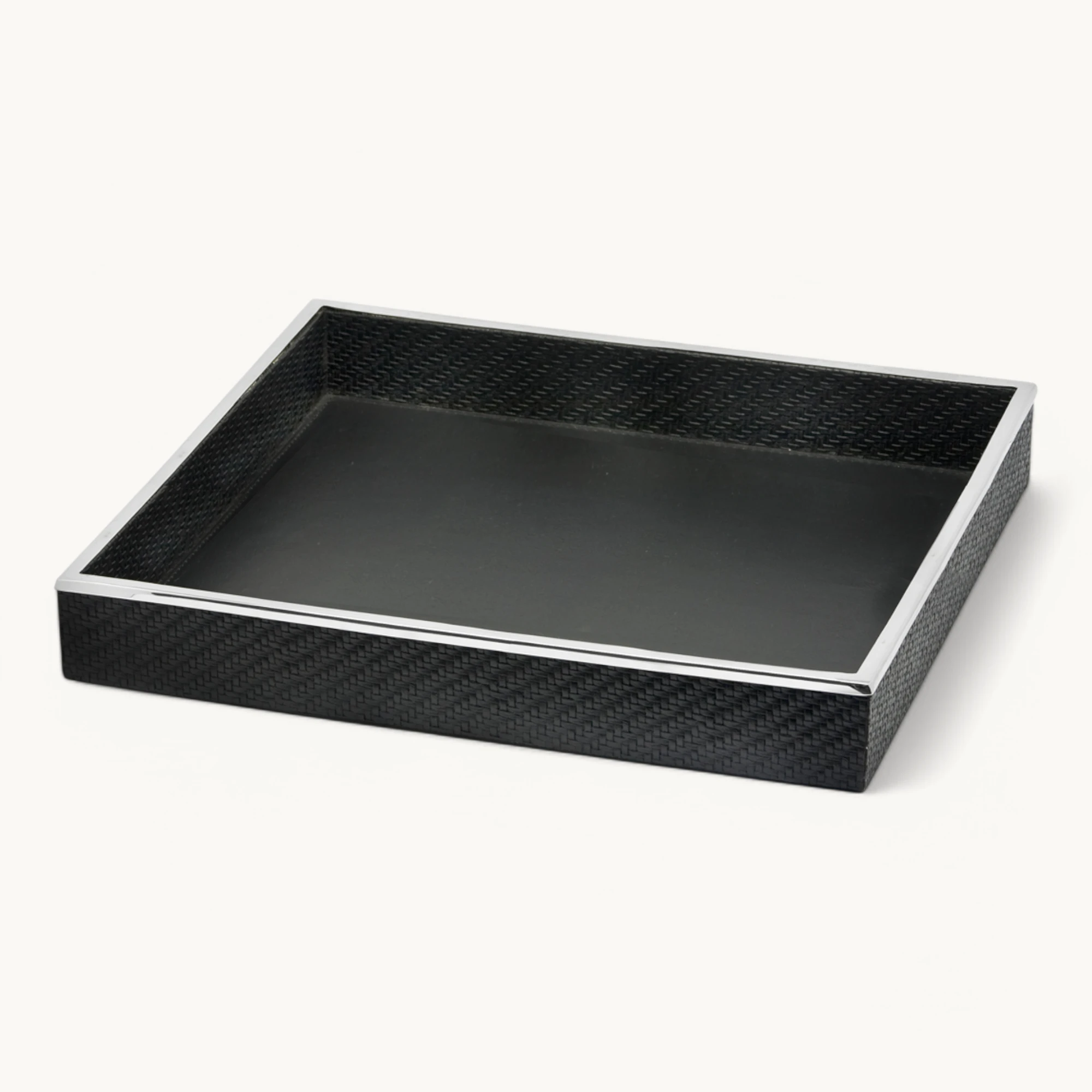 Tablett Jackson (38x38 cm), quadratisch, Stahl, Kunstlederbezug