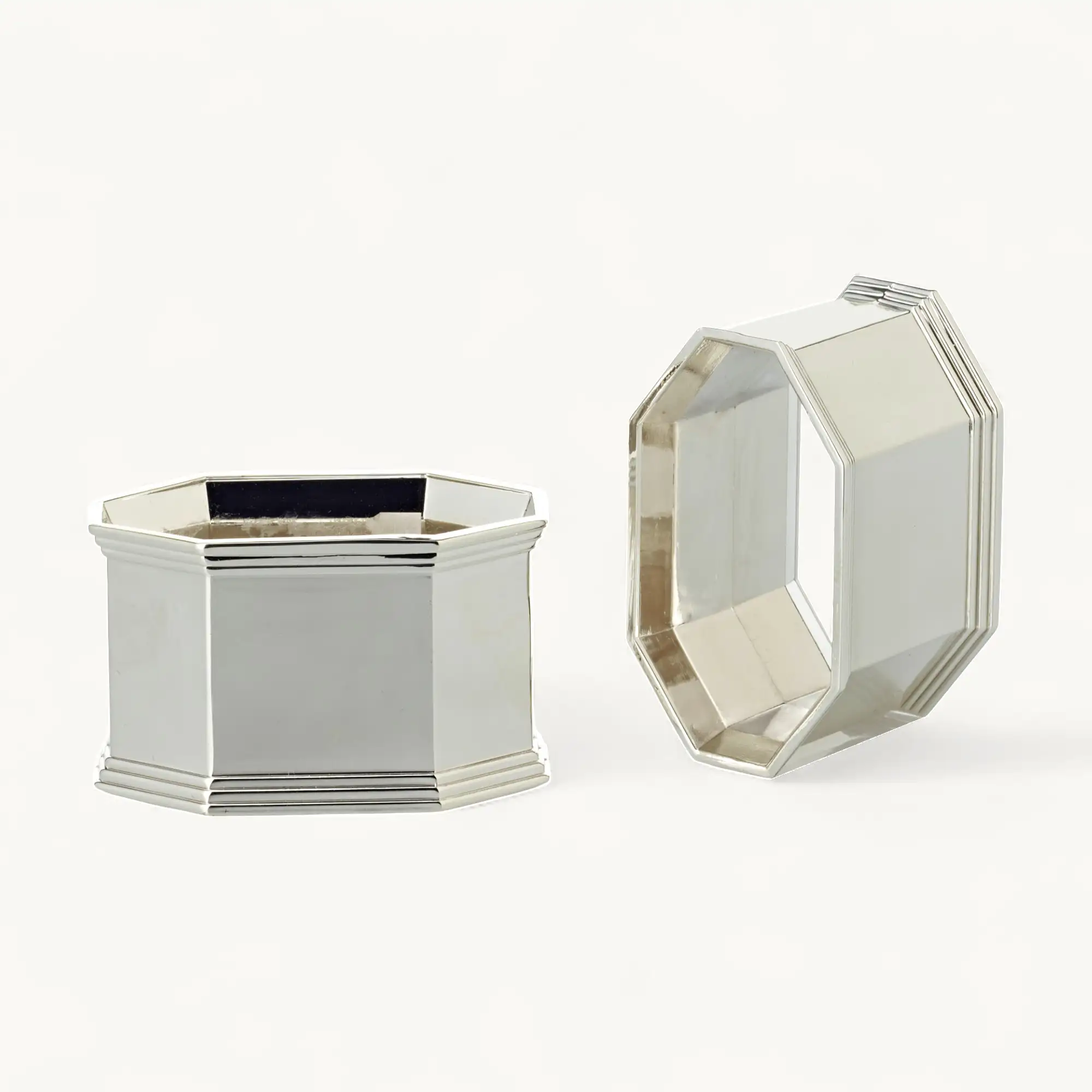 4er-Set Serviettenringe Octa (Länge 5,5 cm), edel versilbert, anlaufgeschützt 
