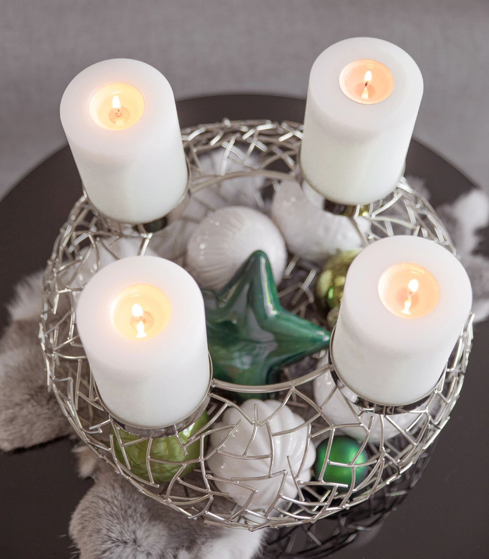 2. Wahl Adventskranz Milano, Edelstahl glänzend vernickelt, Durchmesser 34 cm