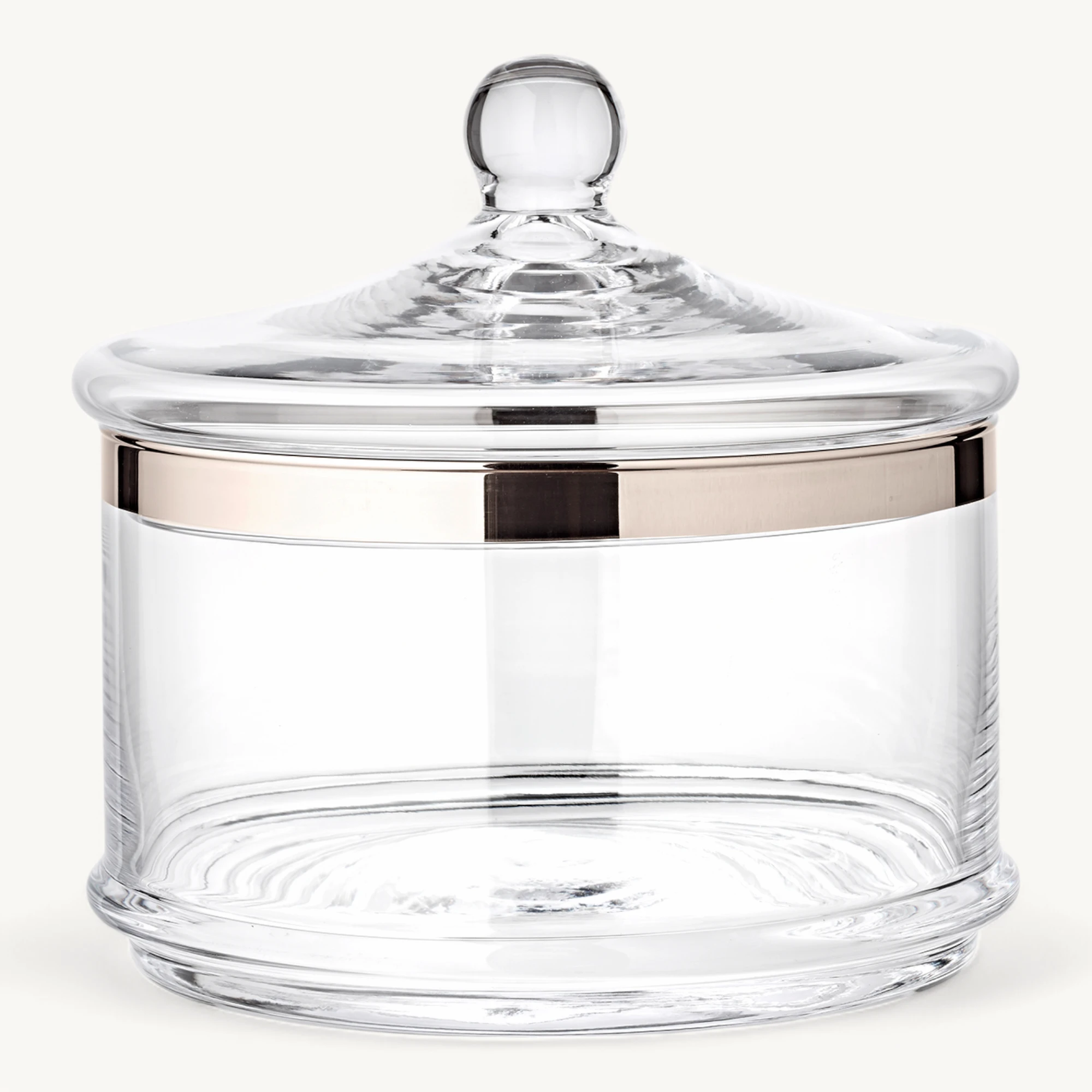 Glasdose Vigo (Höhe 19 cm, ø 19,5 cm), mit Deckel, mundgeblasenes Kristallglas mit Platinrand