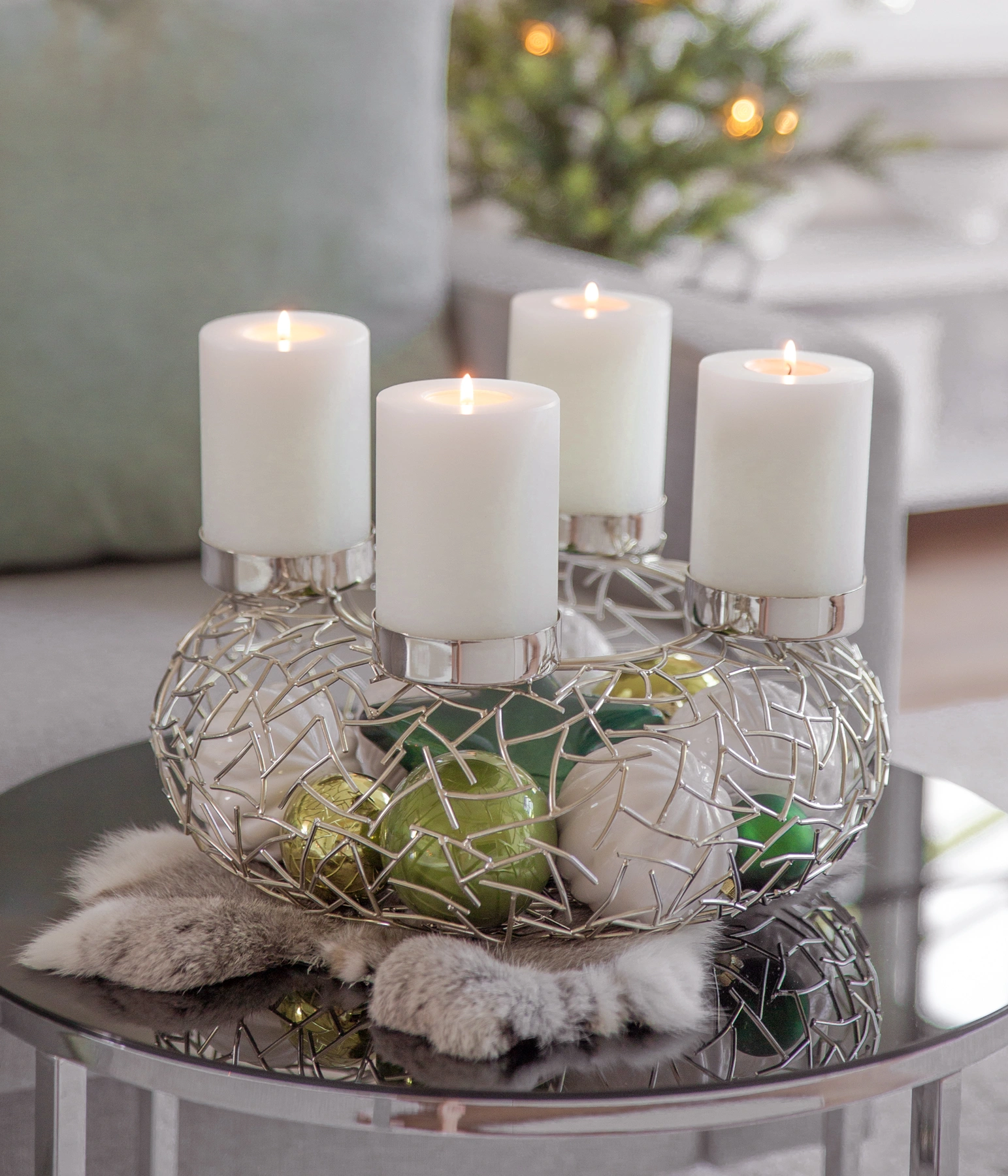 2. Wahl Adventskranz Milano, Edelstahl glänzend vernickelt, Durchmesser 34 cm