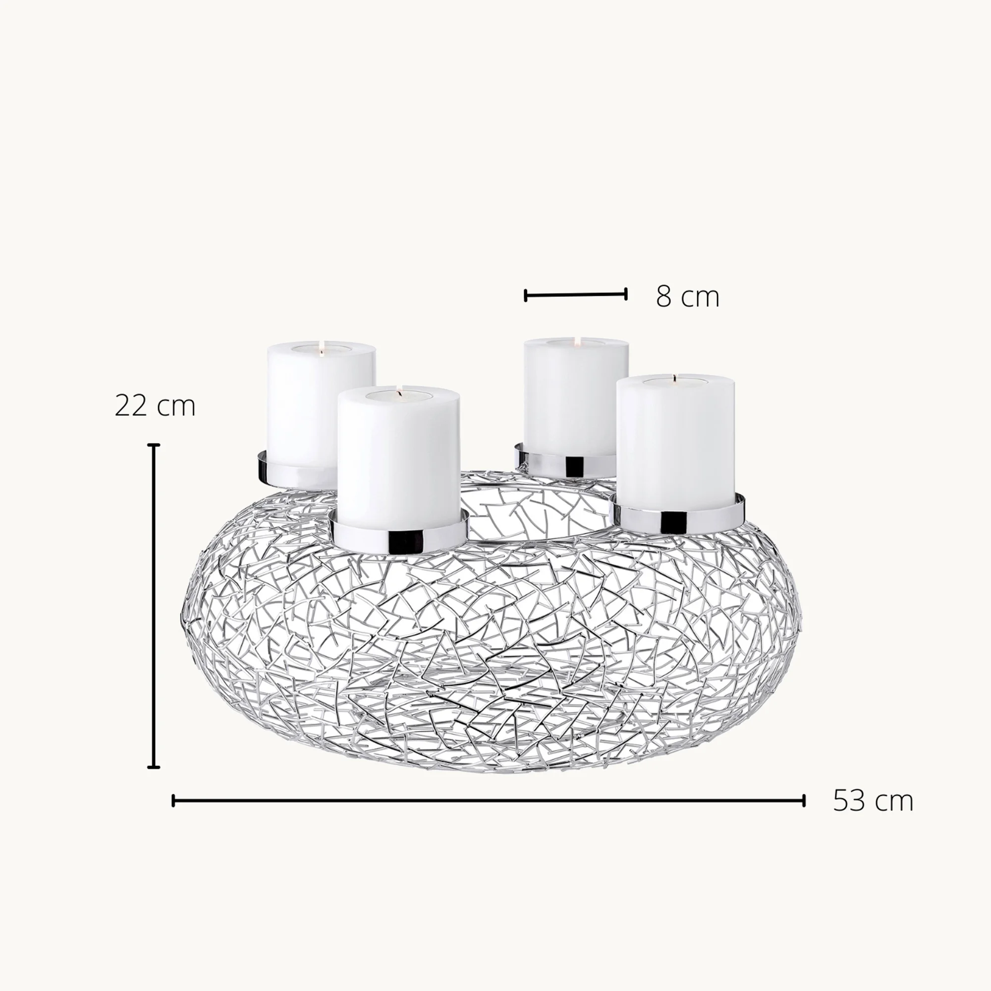 Adventskranz Milano (ø 53 cm), silberfarben, glänzend, Edelstahl vernickelt Adventskranz Milano (ø 53 cm), silberfarben, glänzend, Edelstahl vernickelt